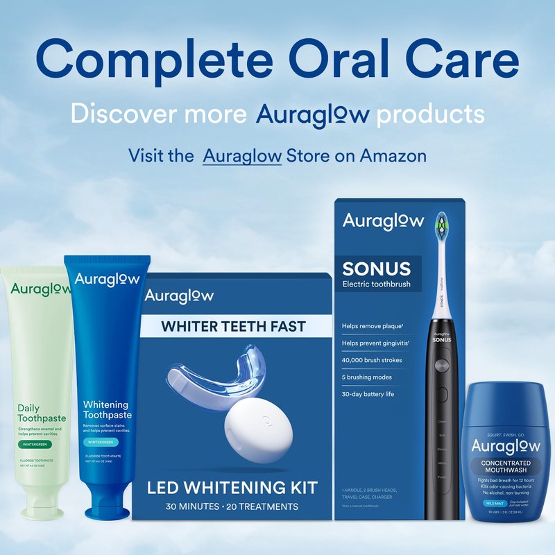 Auraglow Whitening Toothpaste, Hydrogen Peroxide Toothpaste with Fluoride, Whitens Teeth, Prevents Cavities, Strengthens Enamel for Adults, Kids Oral Care, Wintergreen Flavor, 4 oz (1 Pack)