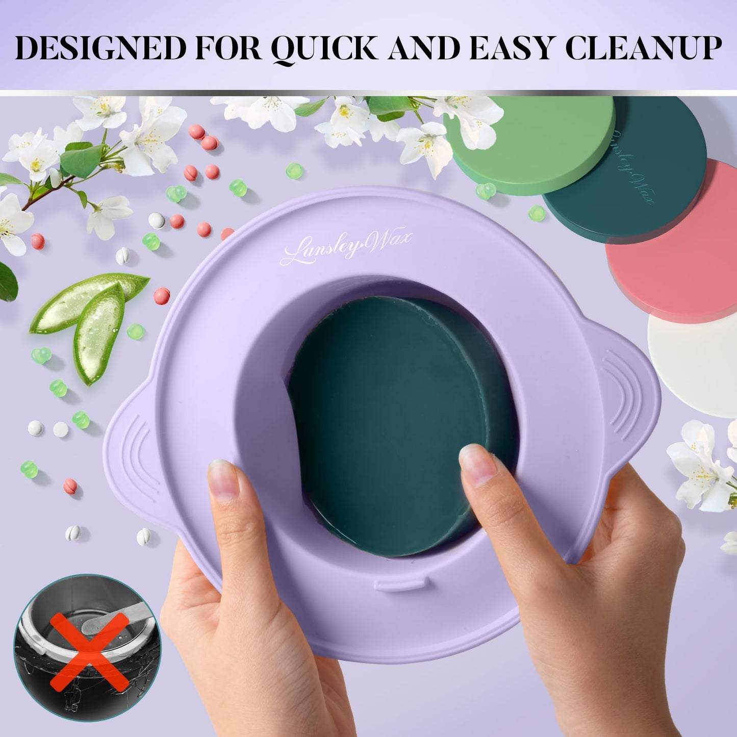 LANSLEYWAX Digital Waxing Kit for Women Men - Purple Waxing Machine with 39 Accessories - Hard Wax Kit for Arms Legs Brazilian Bikini Facial Sensitive Skin, Wax Warmer Hair Removal for Home/Salon Use