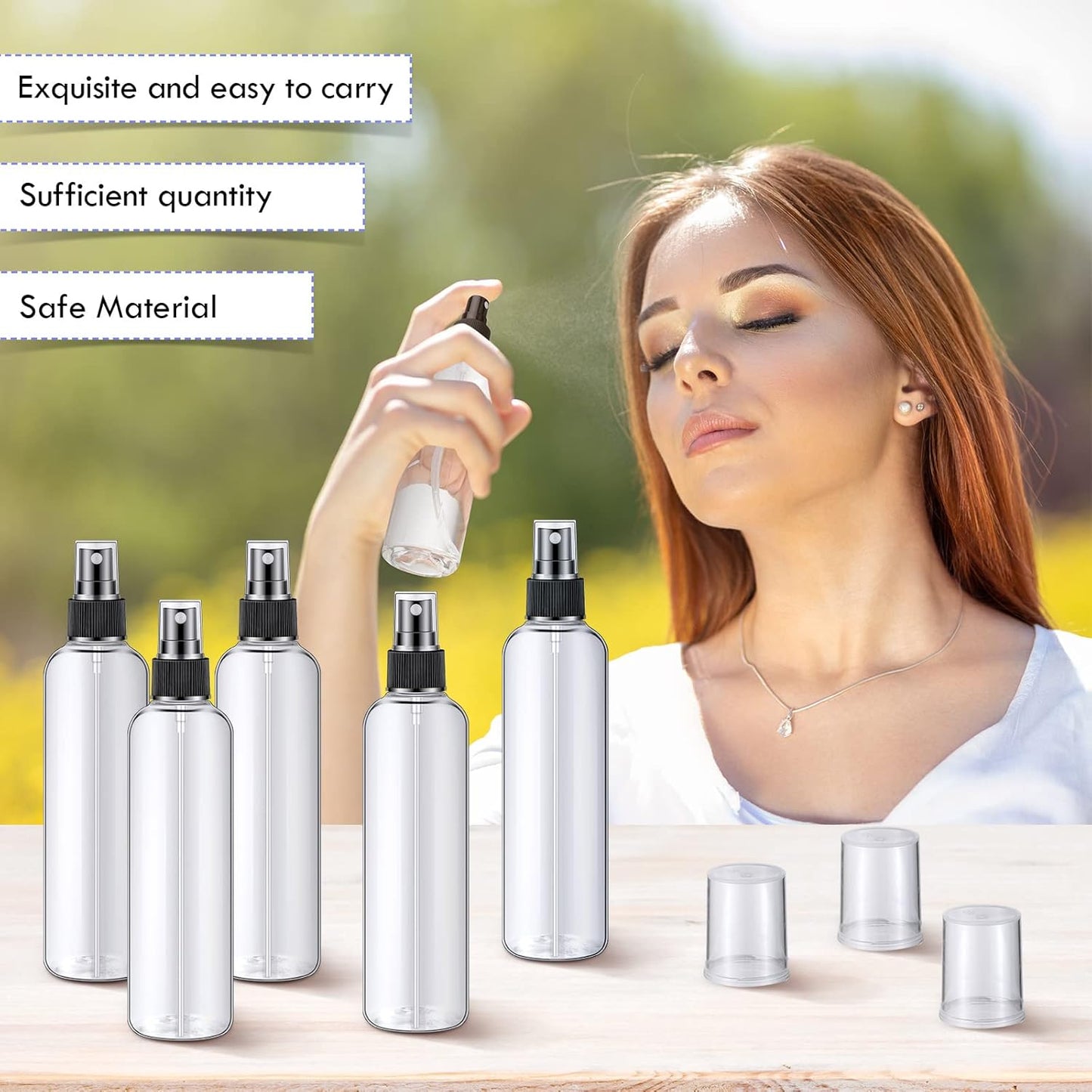 32 Pcs 8 oz Fine Mist Spray Bottles | Clear Refillable Plastic Travel Sprayers for Oils & Perfumes