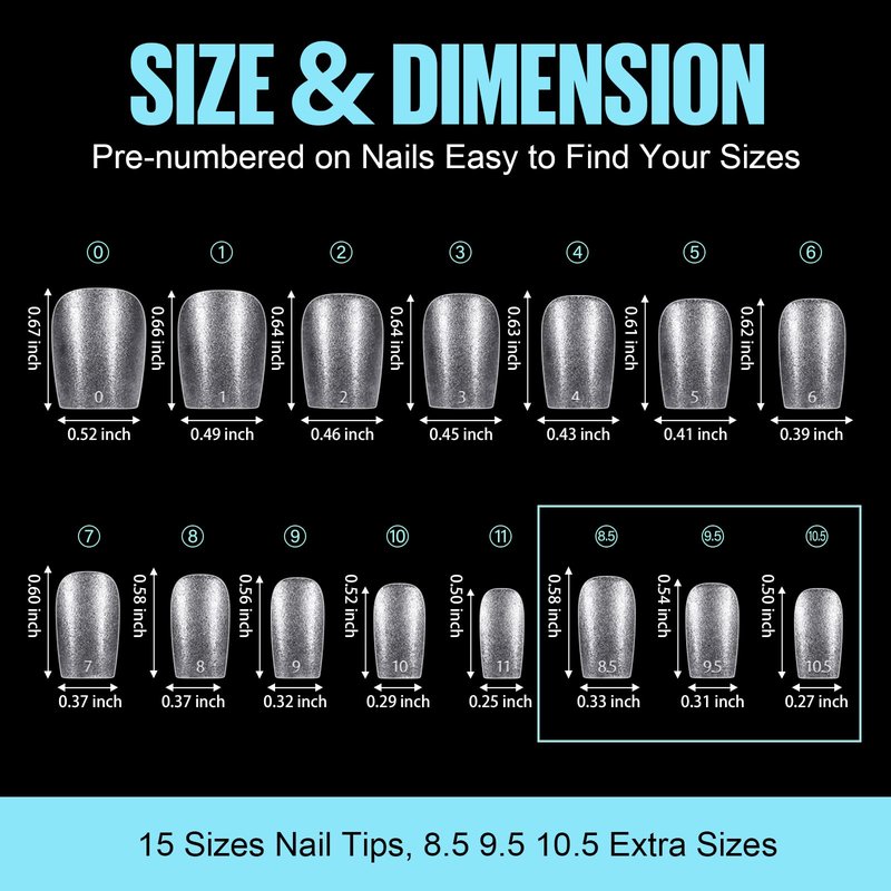 TOMICCA Extra Short Coffin Nail Tips, 15 Sizes 450Pcs Full Cover Gel Nail Tips for Extension Manicure, Acrylic Pre-shaped Double-sided Matte Fake Nails Christmas Nails with Box
