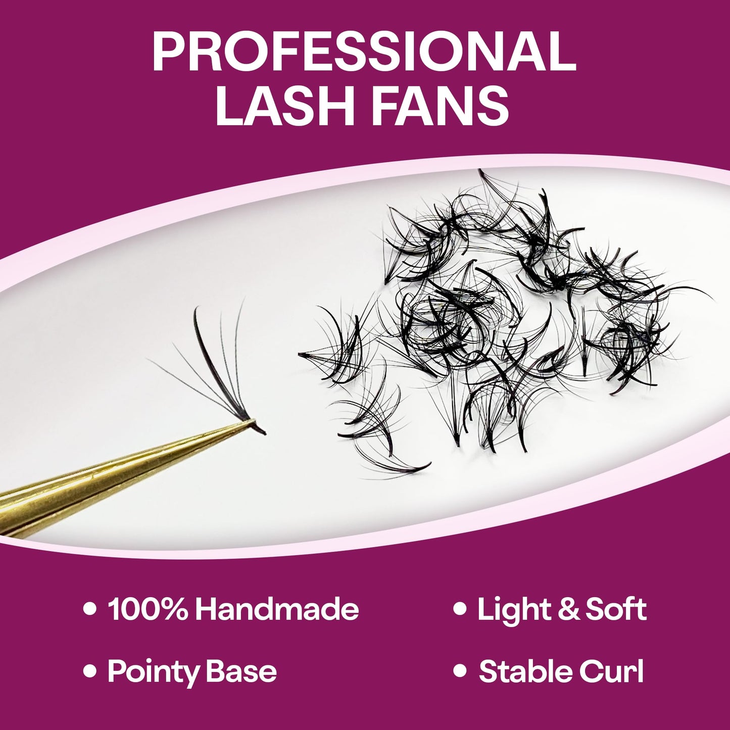 GLAMGAZE 750 Wispy Promade Fans - 5D 7D 9D, C D CC Curl 0.05-0.07mm Thickness Mixed Length - Handmade Wispy Eyelash Extensions Loose Premade Lash Fans Soft Spikes Volume Lash (9D-0.05-C, 11/12/13)