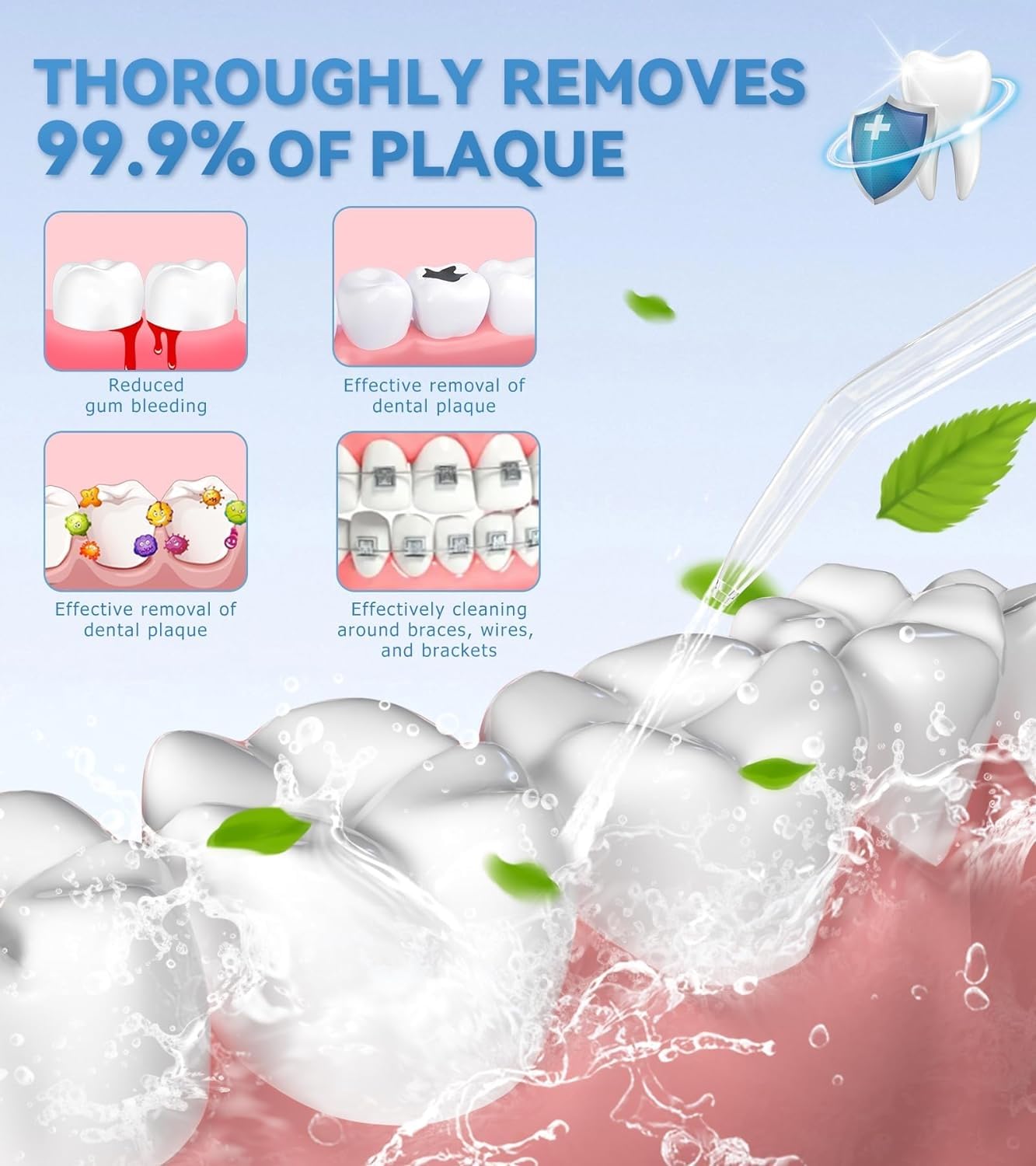 HEYAXA Water Dental Flosser for Teeth Cleaning with 1000ML Large Capacity and UV Storage, 10 Adjustable Pressure Electric Oral Irrigator with 7 Jet Tips, Gifts for Dental Health Seekers