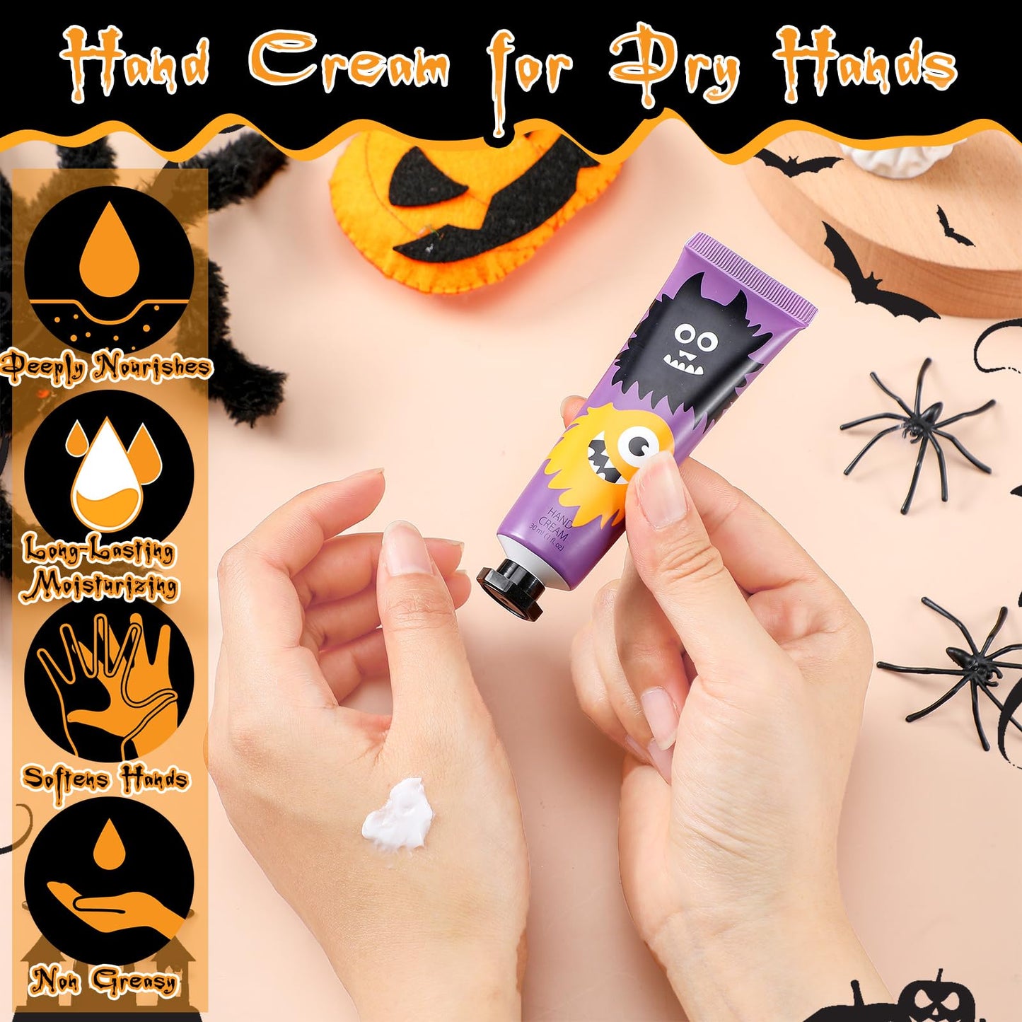 Dansib 48 Pack Halloween Hand Cream Gift Sets for Women Mini Hand Lotion Bulk Travel Size Moisturizing Cream Halloween Party Favors Gifts for Stocking Stuffers 6 Natural Plant Fragrances (Classic)