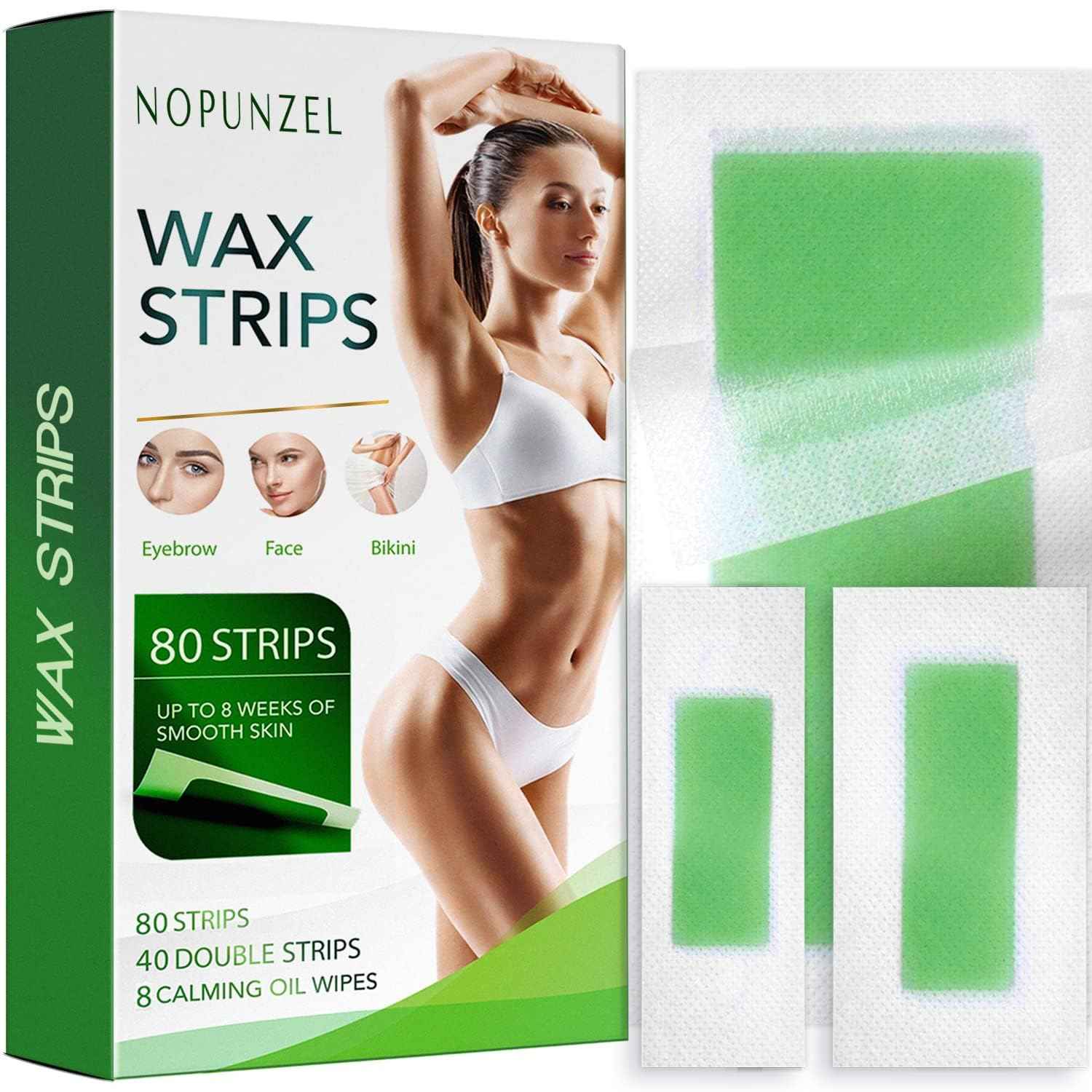 Wax Strips for Hair Removal: 80 Waxing Strips - Hair Removal Wax - Brazilian Wax Kit for Women - At Home Waxing Kit for Women - Body Legs Arms Chest Back Bikini - Bikini Hair Removal - 3 Sizes