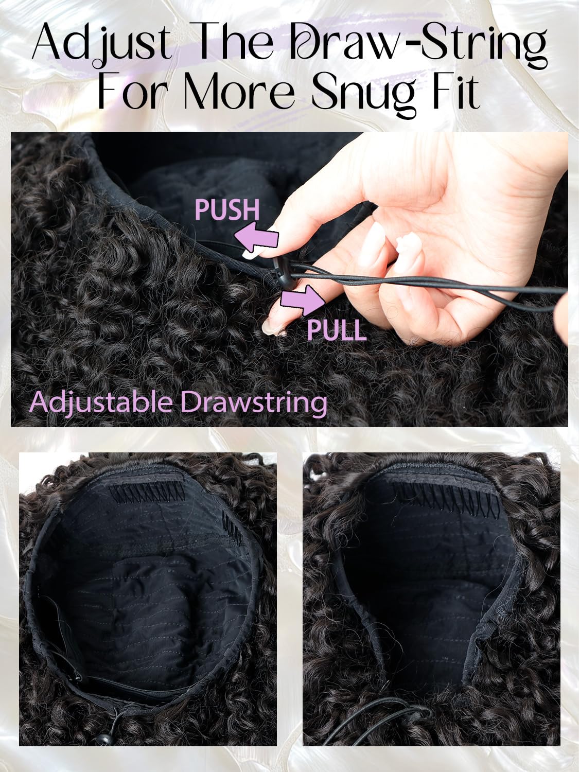 NOSTALGIA Half Wig Kinky Curly Flexi-Fit Invisi 3 in 1 Wigs Flip Drawstring Wig Glueless Synthetic With Natural Density Ready to Go Headband Wig for Women 16Inches(Black Mix Dark Brown 1B/33)