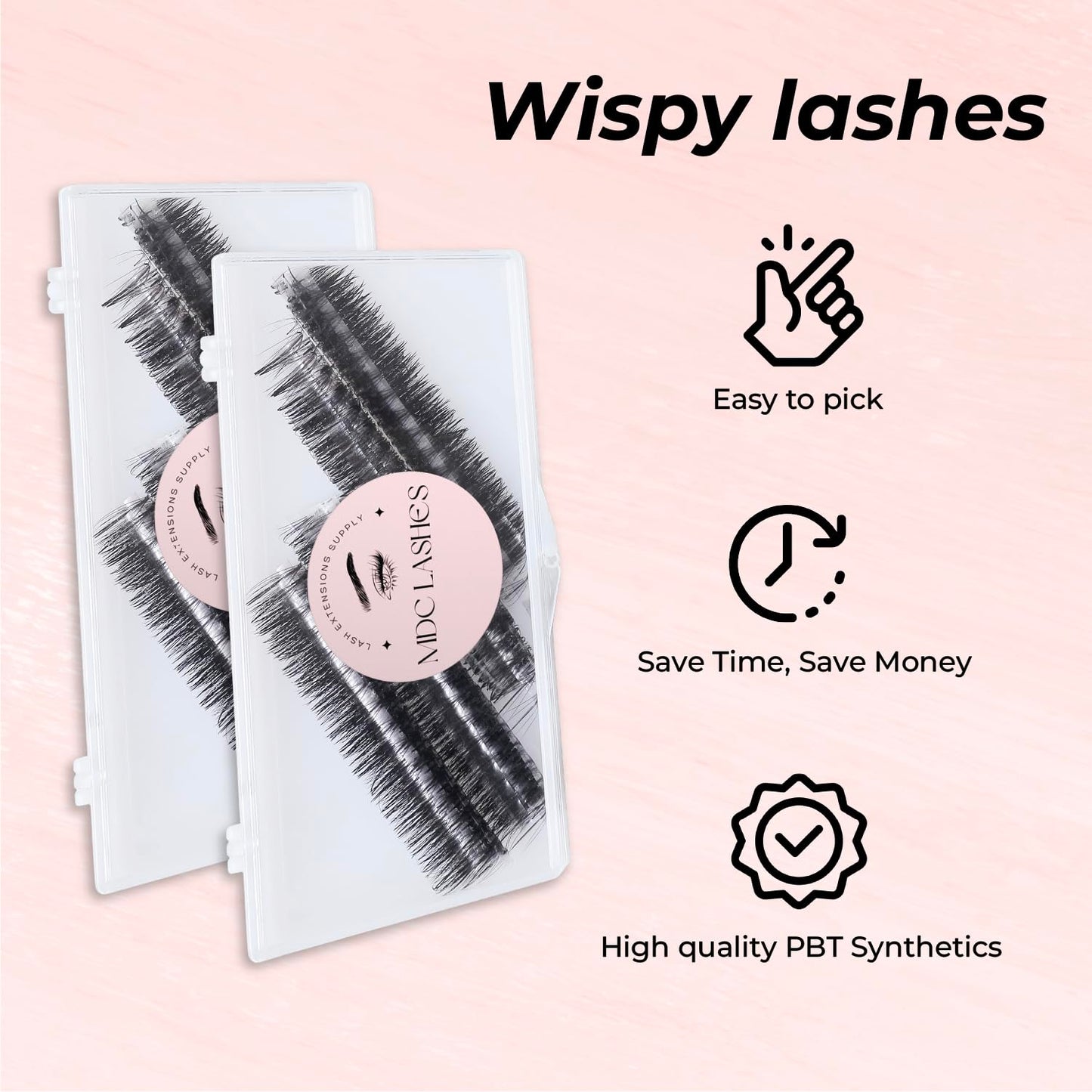 MDC LASHES 1000fans Promade Wispy Lash Extension Volume Lashes 0.05-0.07 Thickness, C/D/CC Curl, 8-18mm Loose Fans False Eyelashes 5D 7D 9D for Fluffy Eyelash Cluster (5D-0.07-CC 8mm)