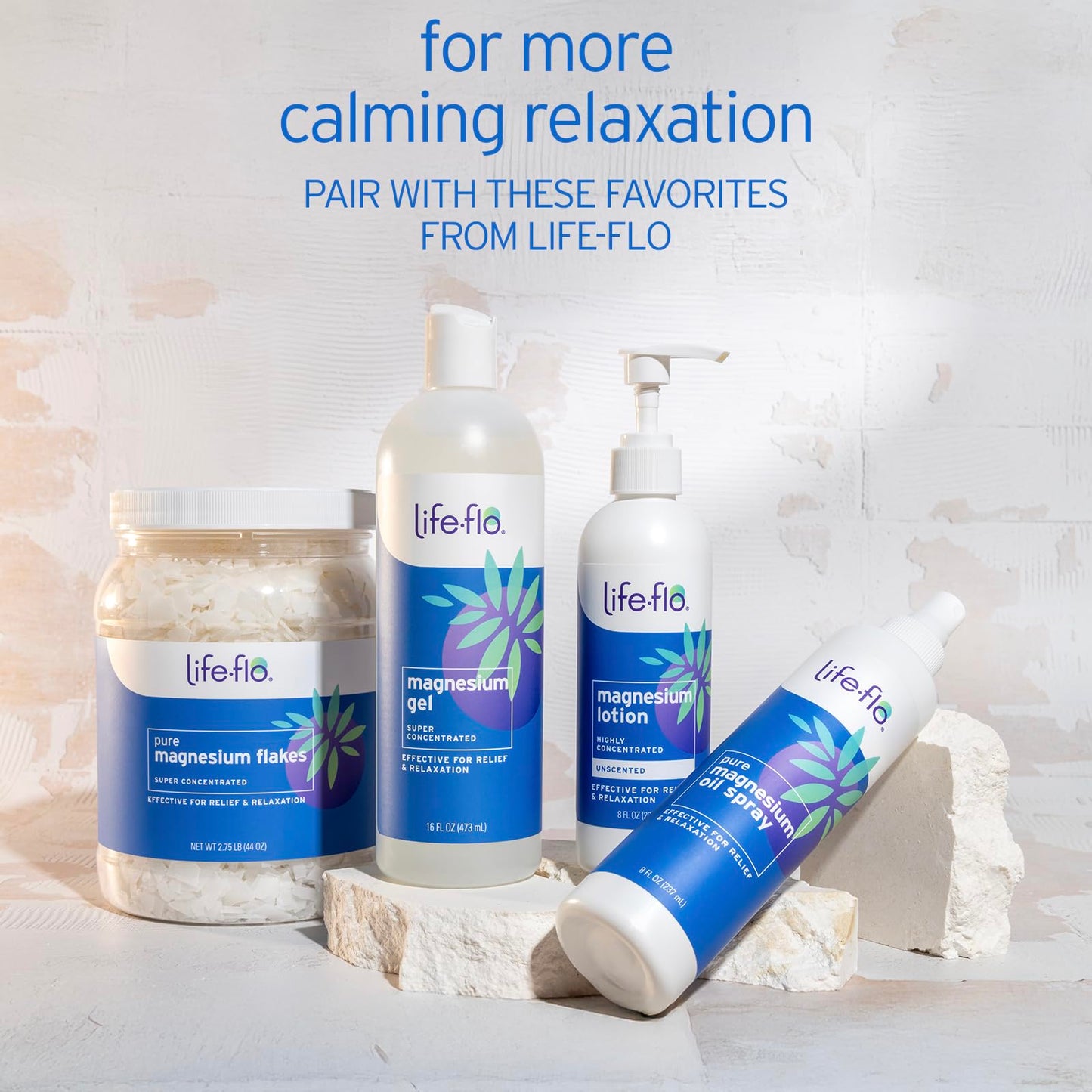 LIFE-FLO Magnesium Lotion and Pure Magnesium Oil Spray Bundle - with Magnesium Chloride from The Zechstein Seabed - 100% Magnesium Oil for Feet and Body and Unscented Lotion, 8 Oz Pack of 2, Unscented