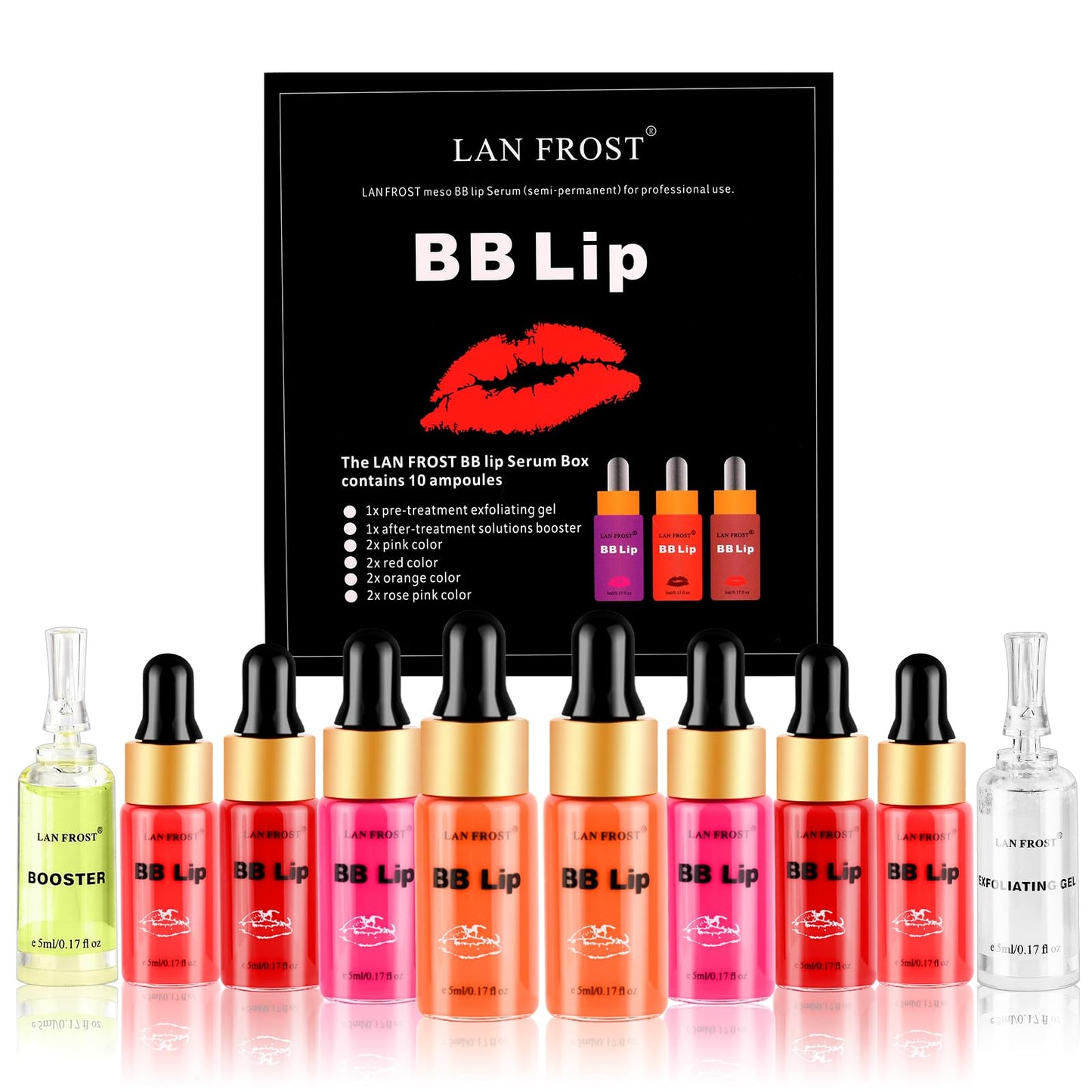 TRESSON BB Lips Serum Starter Kit, Long Wear Lip Treatment Gloss Care Pack
