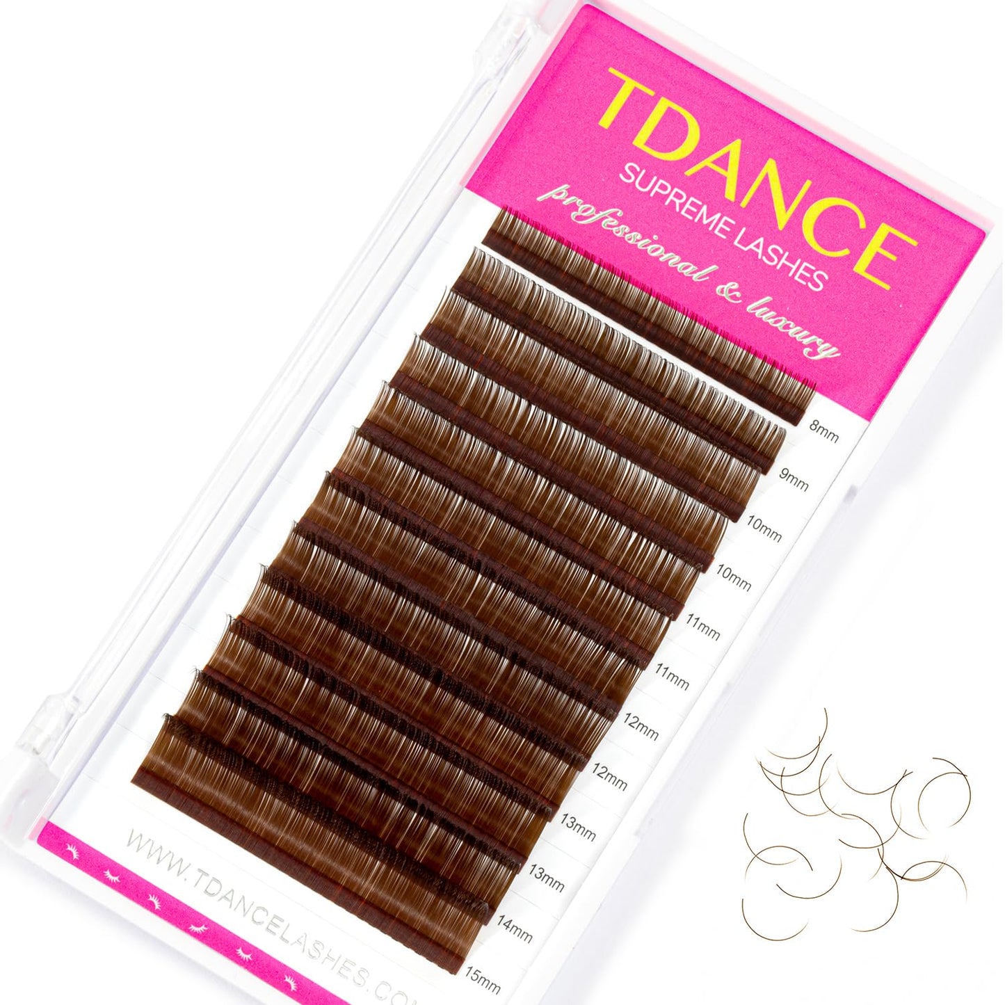 Colorful Eyelash Extensions - Mixed Length Tray for Professional Salon Use | Brown, 0.07-D, 8-15 mm