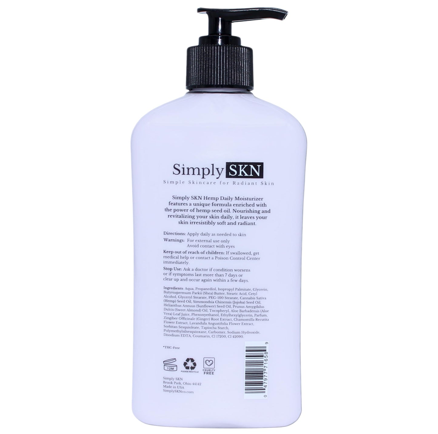 Simply SKN Lavender Hemp Daily Moisturizer - 17 fl. oz. - Made in USA