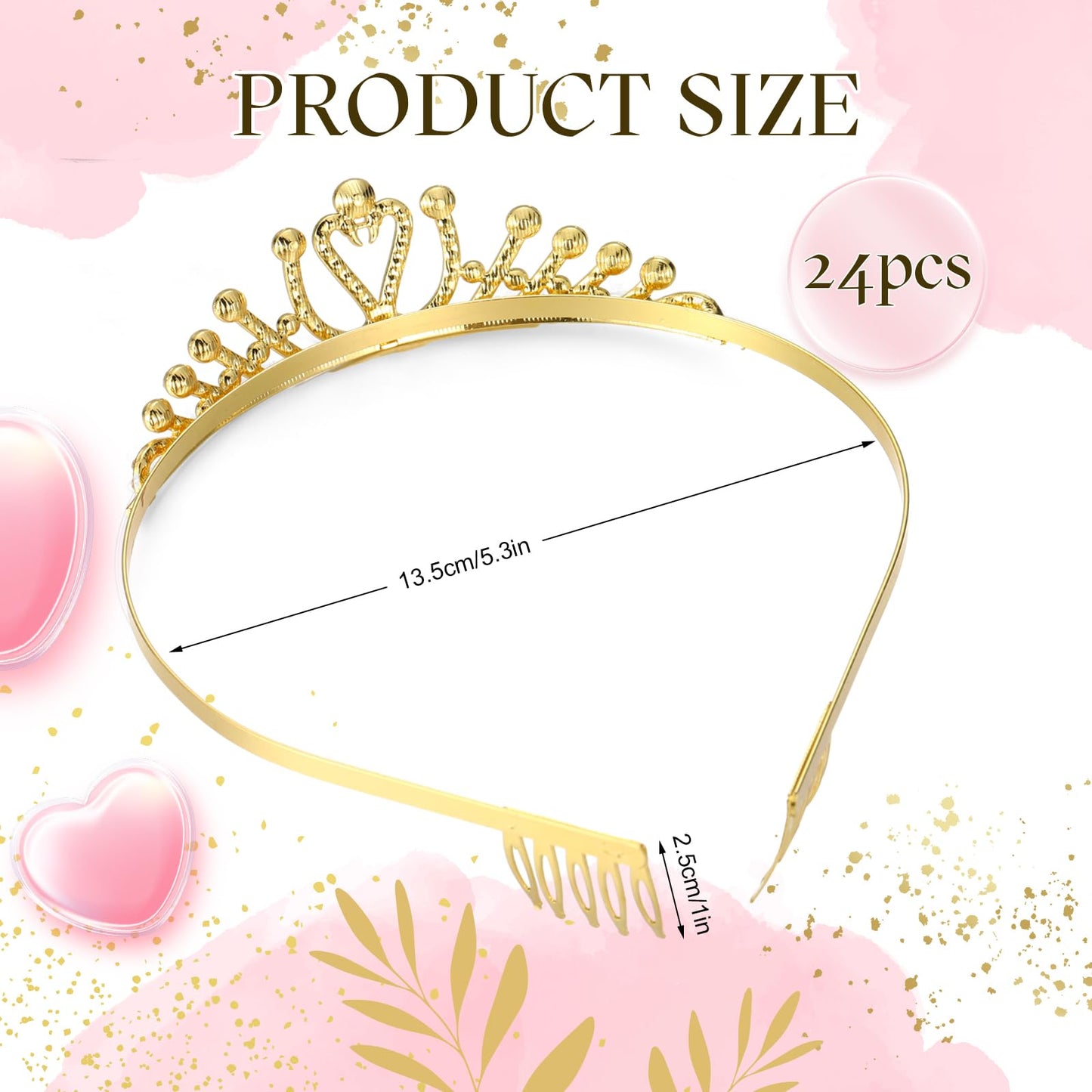 Yuefunny 24 Pcs Crystal Tiara Crowns for Women Bulk Rhinestone Princess Headband Crown with Combs Tiaras for Pageant Bridal Shower Wedding Birthday Prom Party Gifts(Stylish,Gold)
