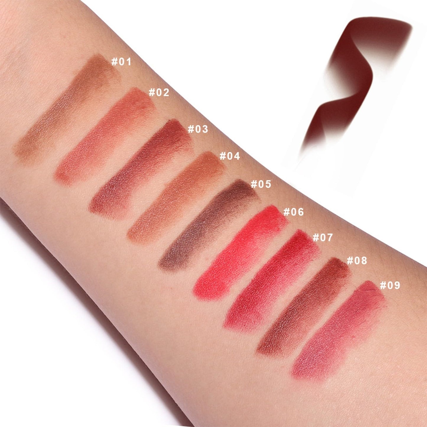 MooGlamor Matte Lip Liner Set Gradient Velvet Lip Crayon with Retractable and Long-Lasting Lipsticks for Women and Gift (9 Pcs #01-#09)