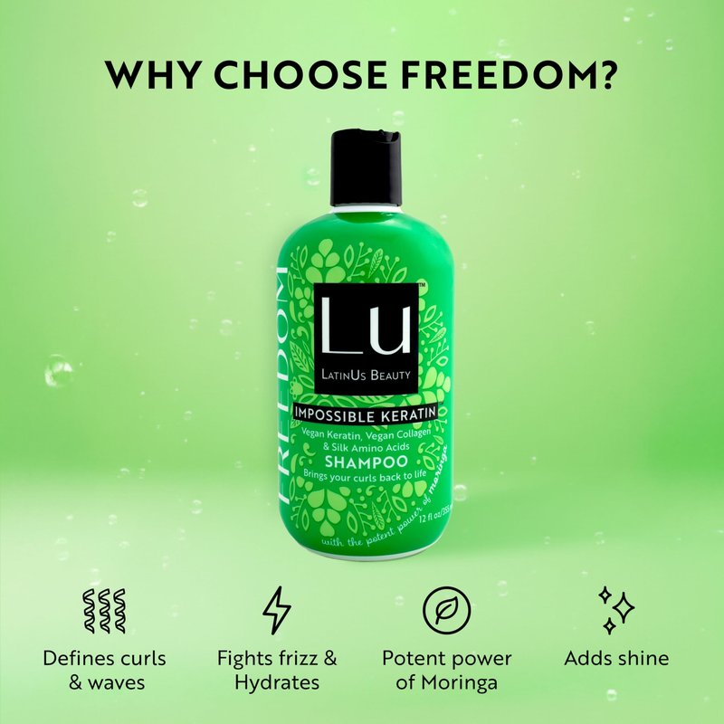 LATINUS Lu Beauty Freedom Shampoo Set | Curly Hair Set Shampoo with Impossible Keratin™, Moringa Oil, Cruelty Free, Sulfate Free, Paraben Free, Wavy Hair products | 12 Fl Oz Each | 2-Pack