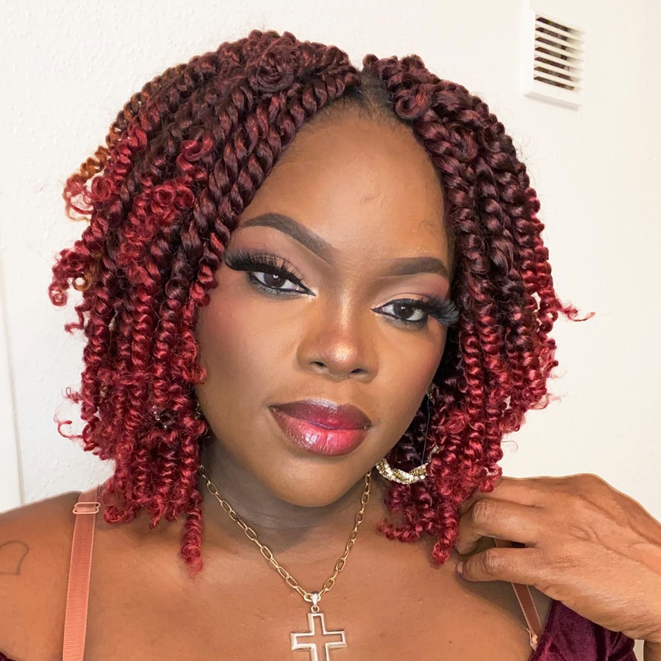 8 Packs Passion Twist Hair 8 Inch Pre-twisted Passion Twist Crochet Hair Pre-looped Crochet Braids Hair for Women Passion Twists Braiding Hair Synthetic Hair Extensions(12Strands/Pack; T1B/BUG#)