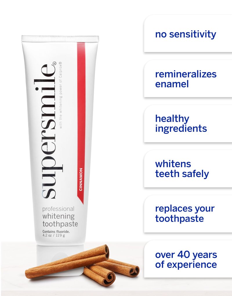 Supersmile Whitening Toothpaste with Fluoride - Clinically Proven to Whiten Teeth Up to 6 Shades, Strengthen Enamel - No Sensitivity, Icy Mint, 4.2 oz