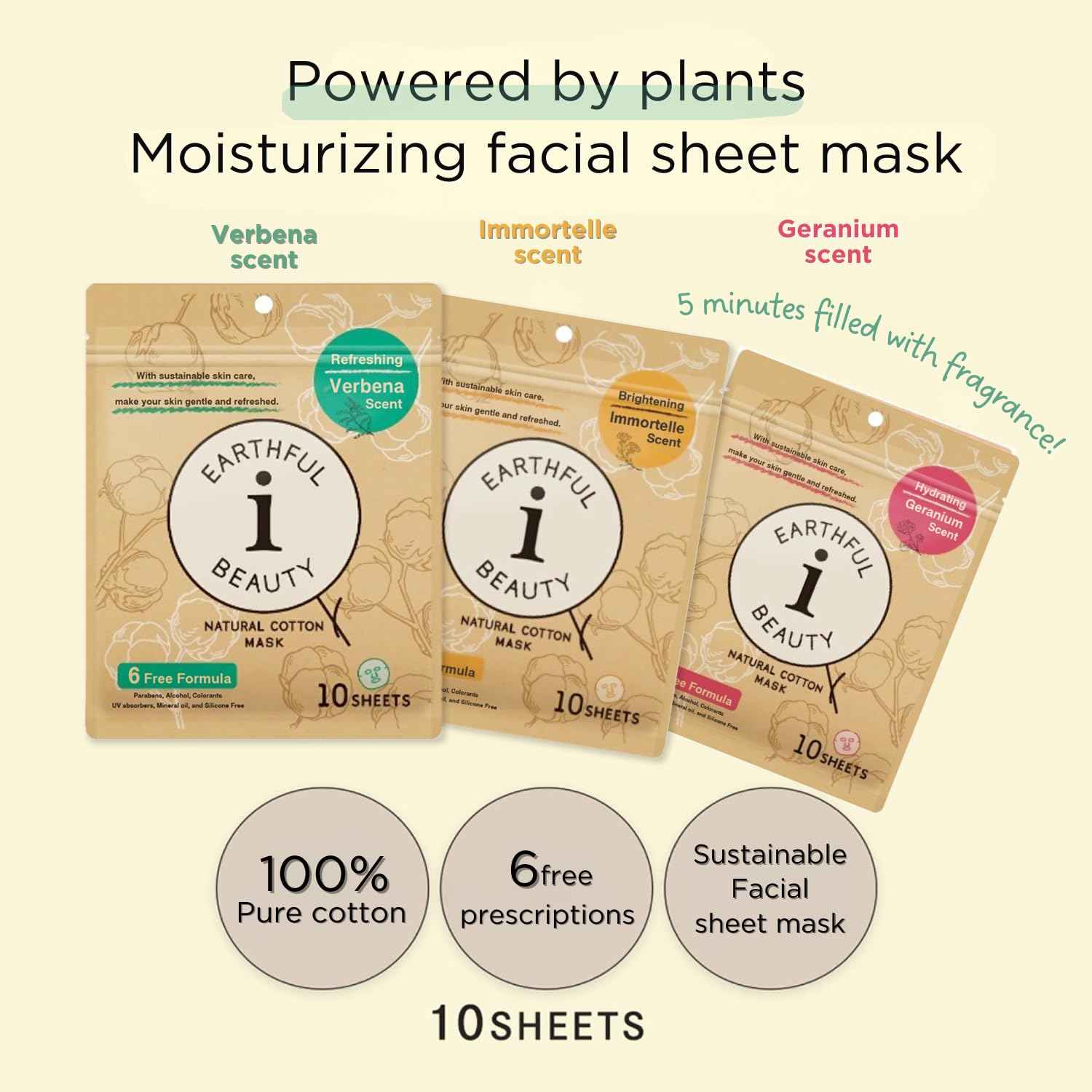 EARTHFUL BEAUTY i Sheet Mask Immortelle Scent - 10 Sheet