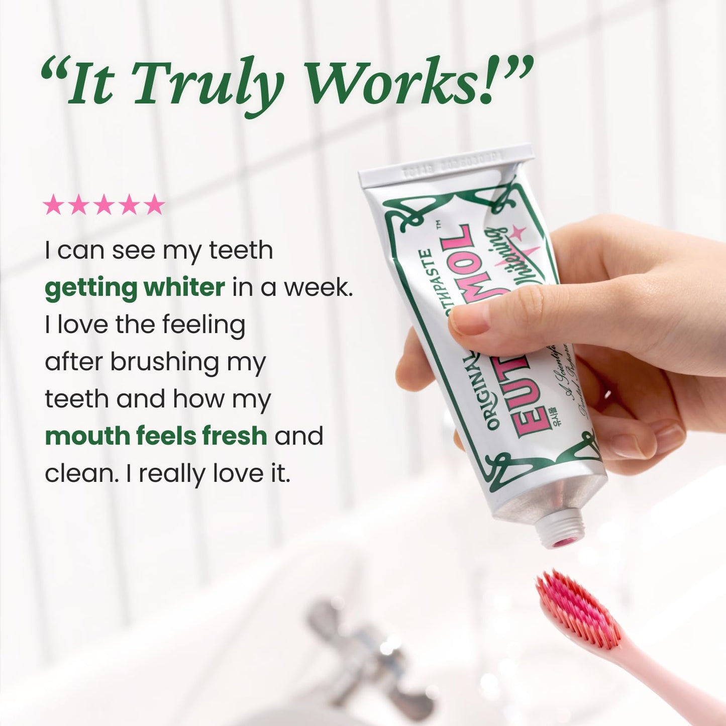 EUTHYMOL Whitening Toothpaste (3.7fl oz) - Stain Removal in 2 Weeks, Long-Lasting Freshness for Sensitive Gum & Teeth. Bad Breath, Cavity Prevention. Recyclable Aluminum Tube