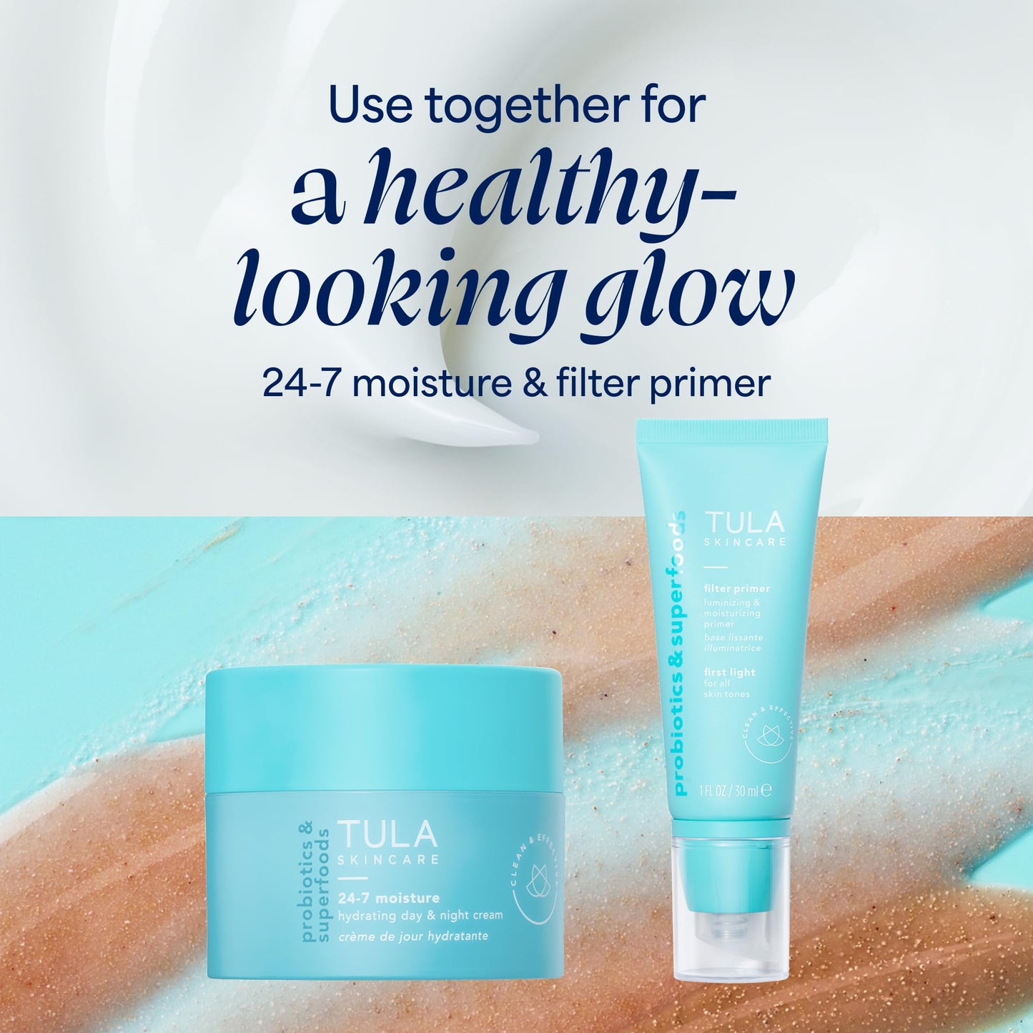 TULA Skin Care Face Filter Blurring and Moisturizing Primer - First Light, Evens the Appearance of Skin Tone & Redness, Hydrates & Improves Makeup Wear, 1fl oz