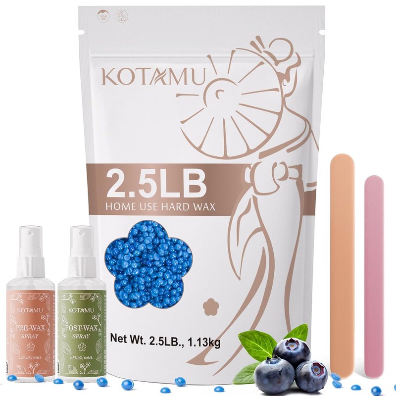 KOTAMU Wax Beads - 2.5lb Hard Wax for Sensitive Skin | Coarse Hair Removal for Body, Bikini & Facial Waxing