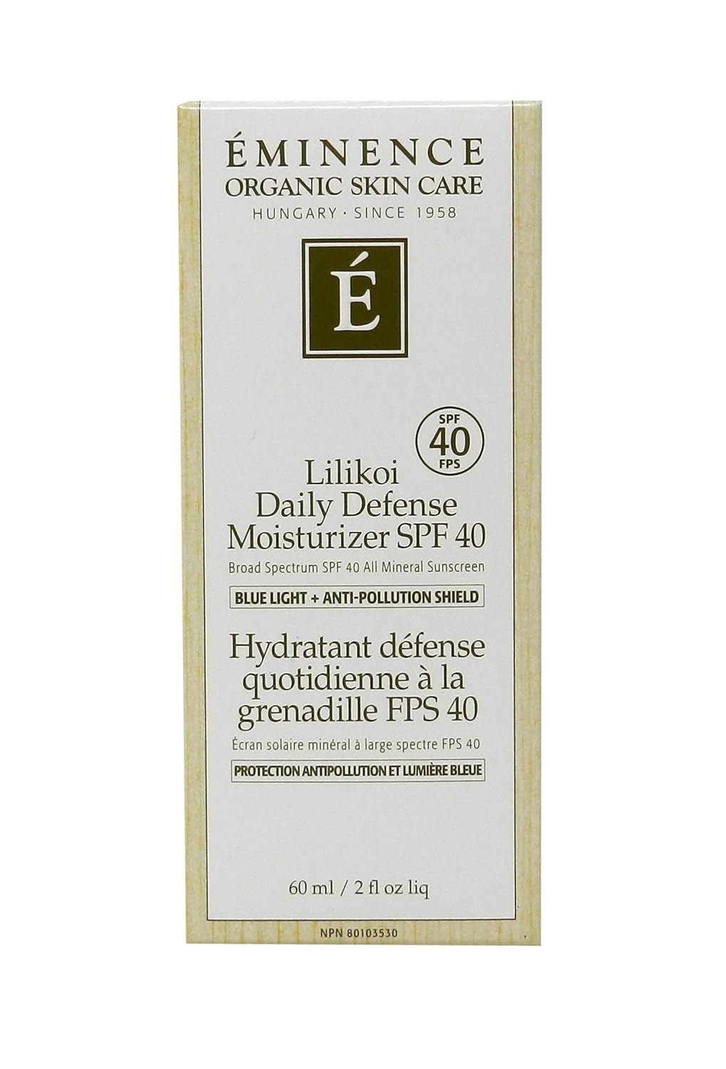Eminence Lilikoi Daily Defense Moisturizer SPF 40 - Hydrating Vanilla Formula | 2 Fl Oz