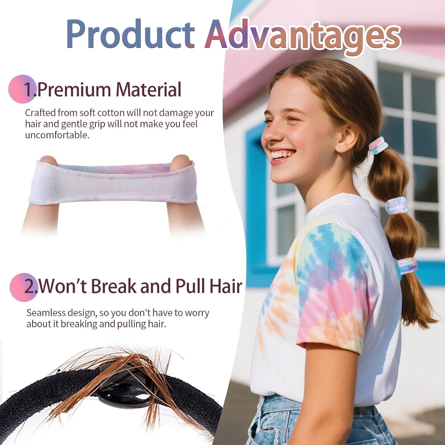 100PCS Black Hair Ties for Women Girls, Seamless Thick Black Hair Band, Elastic Hair Ties No Damage Ponytail Holder