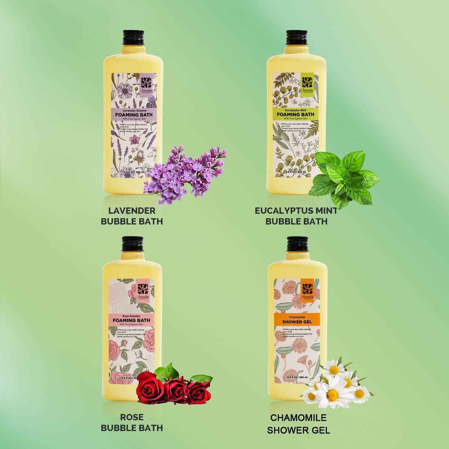 Bubble Bath for Women Adults, Scented Bubble Bath Gift Set for Women, 51.2 fl oz (Pack of 4), with Shower Gel, Ladies Foaming Bath Variety, Mother's Day Gift for Mom