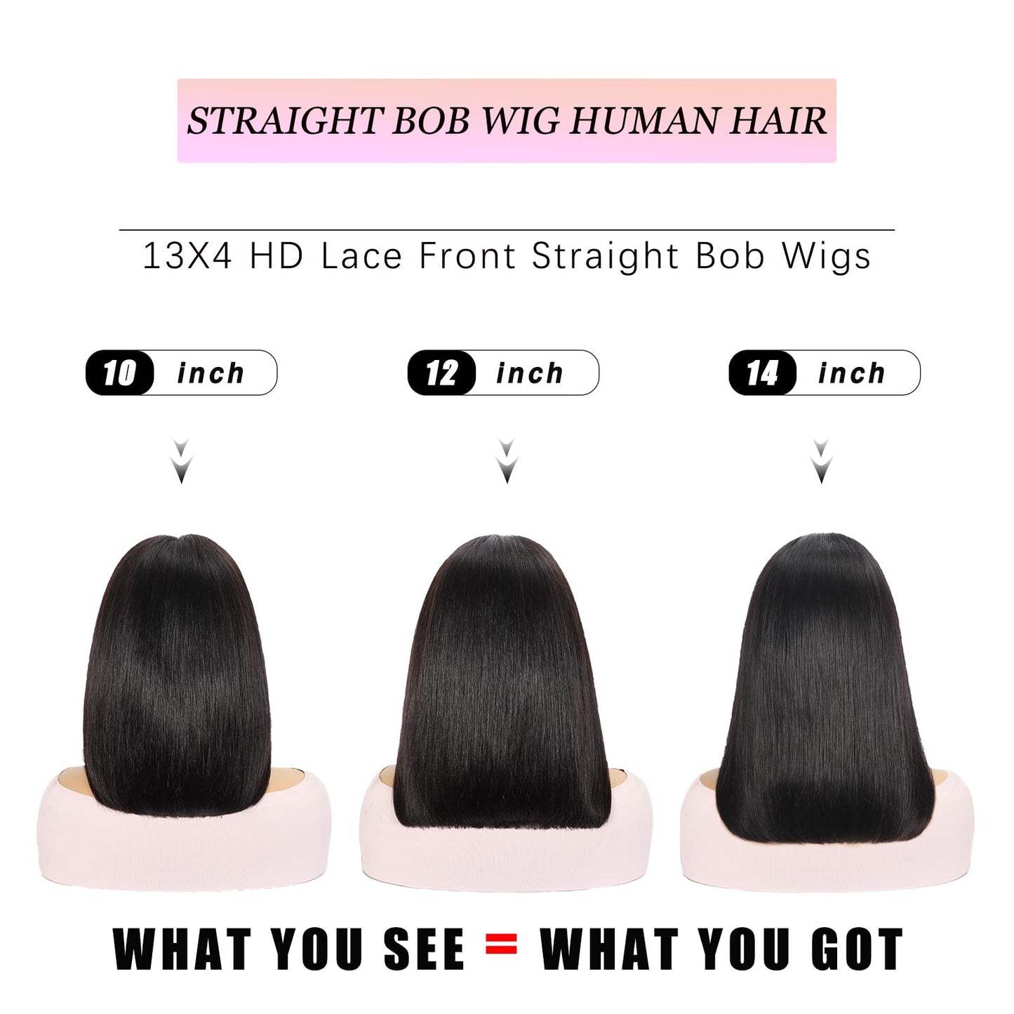 KULYMUWIG Straight Bob Wig Human Hair 13x4 HD Lace Front Wigs for Black Women 180% Density 12A Glueless Bob Wigs Human Hair Pre Plucked with Baby Hair 12 Inch Bob Human Hair Wig Natural Black