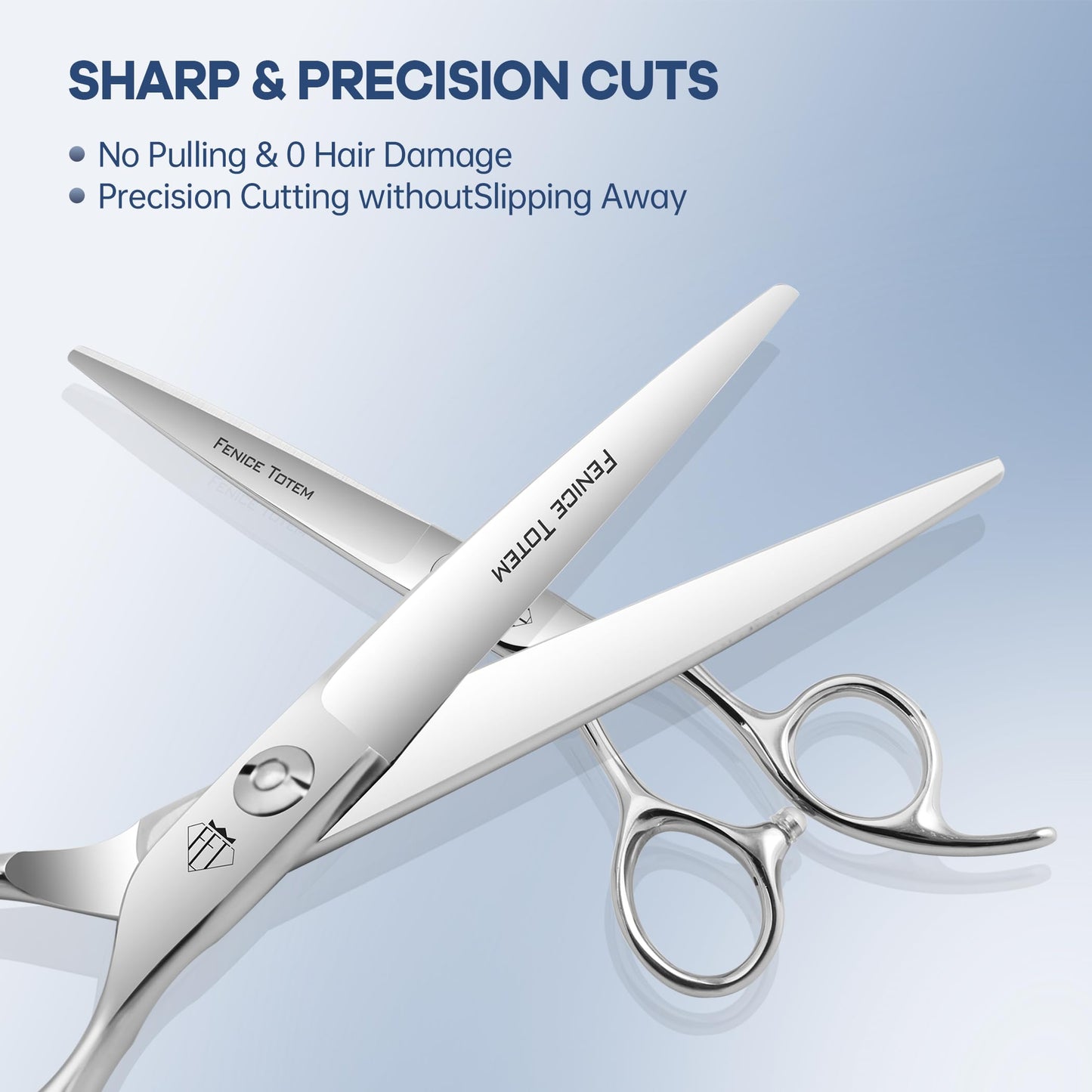 Fenice Totem CNC Hair Scissors, Smooth Mirror Blades, Professional Cutting with Long Lasting Sharpness (Straight)