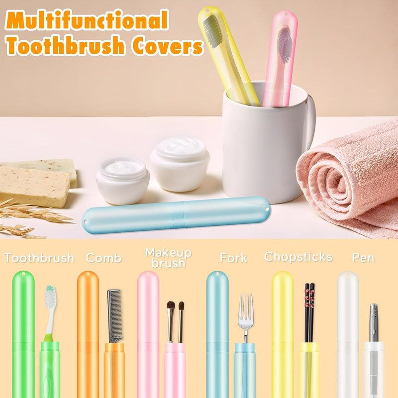 Travel Toothbrush Case Holder - 48PCS Portable Kids Toothbrush & Toothpaste Organizer | Multi-Color Options