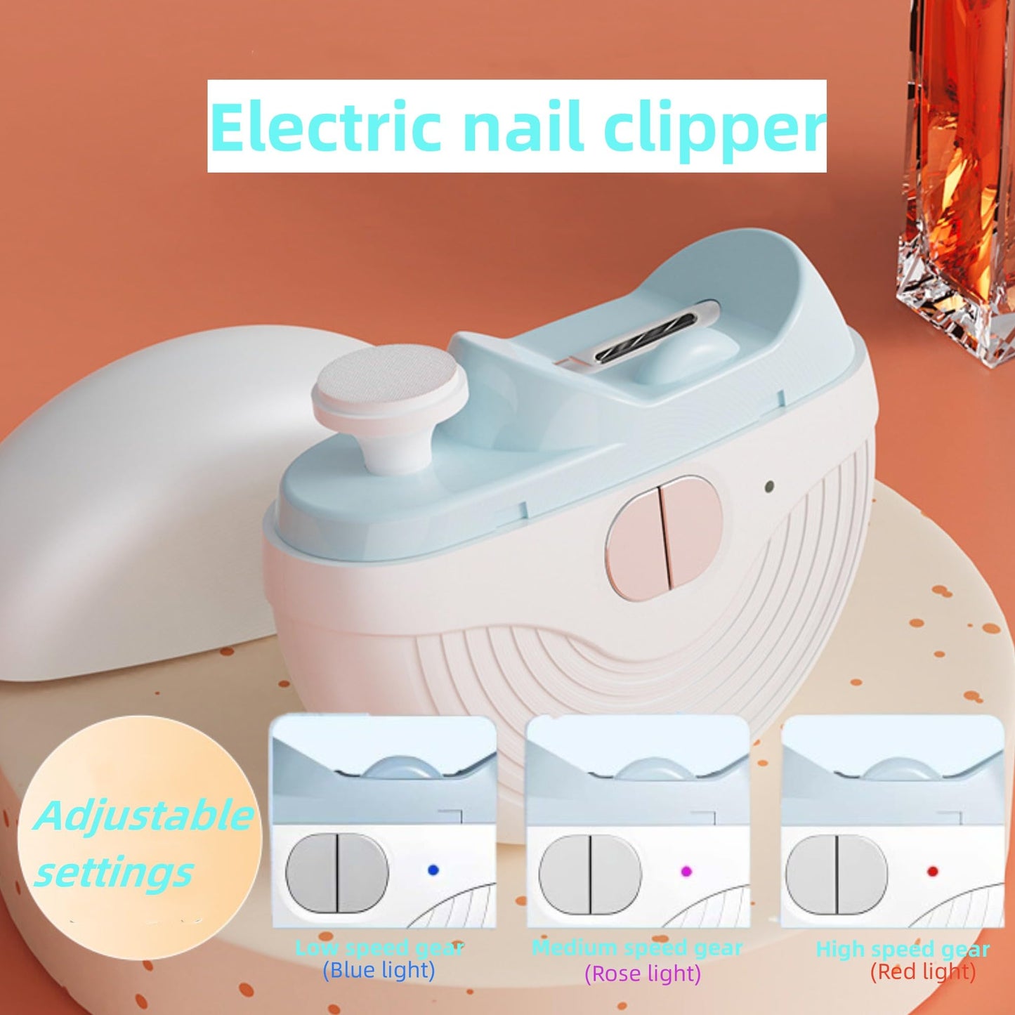 Electric Smart Nail Clippers for Adults Seniors, Automatic Nails Trimmer with 3 Speeds Strong Power, Upgraded Rechargeable Painless Thick Toe Fingernail Trimmer with Polisher, Light, Clip Storage