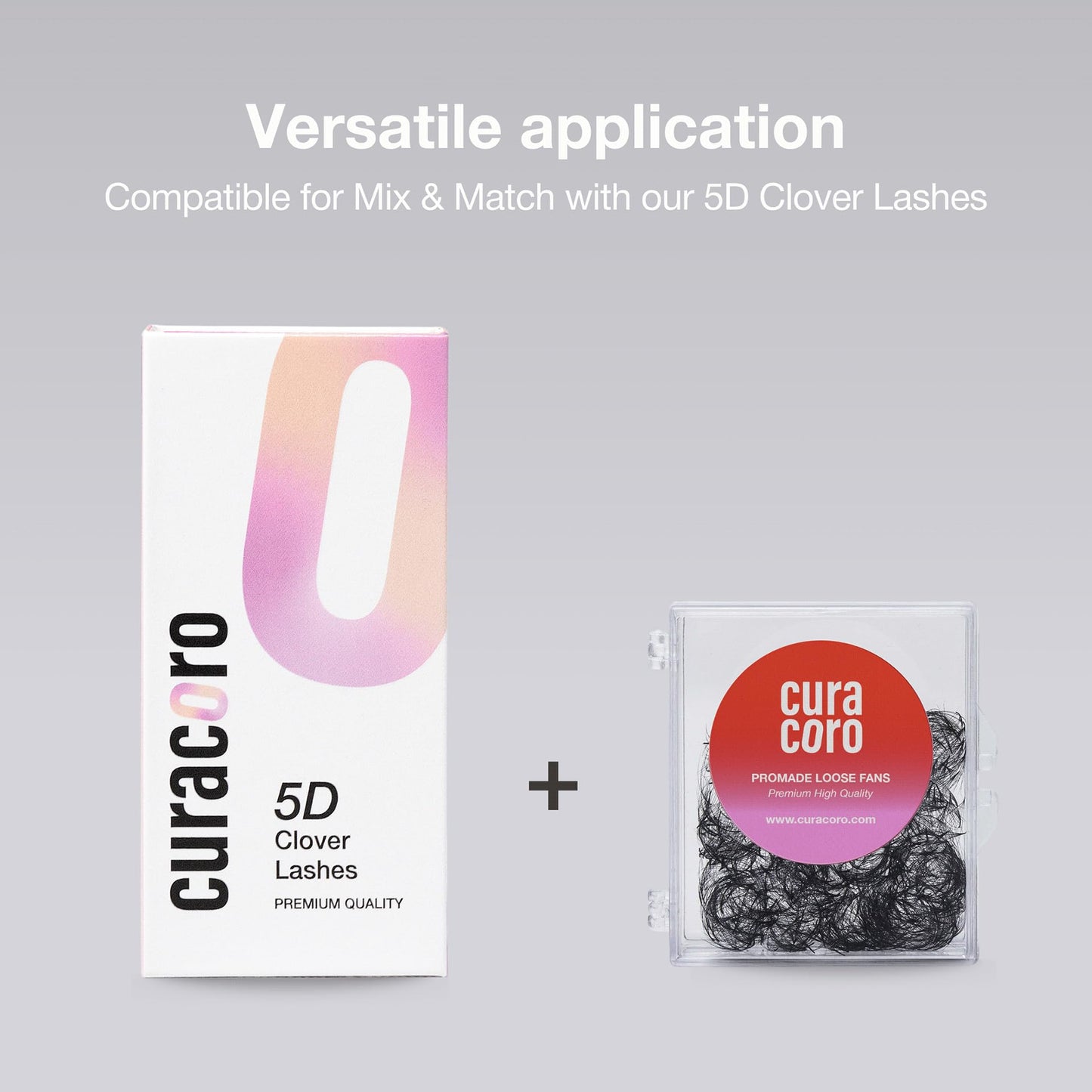 Curacoro 5D W-Shaped Clover Eyelashes Extension, 0.07 CC Curl, 8mm-15mm Length, Individual Eyelash Extensions, Easy Application & Long Lasting