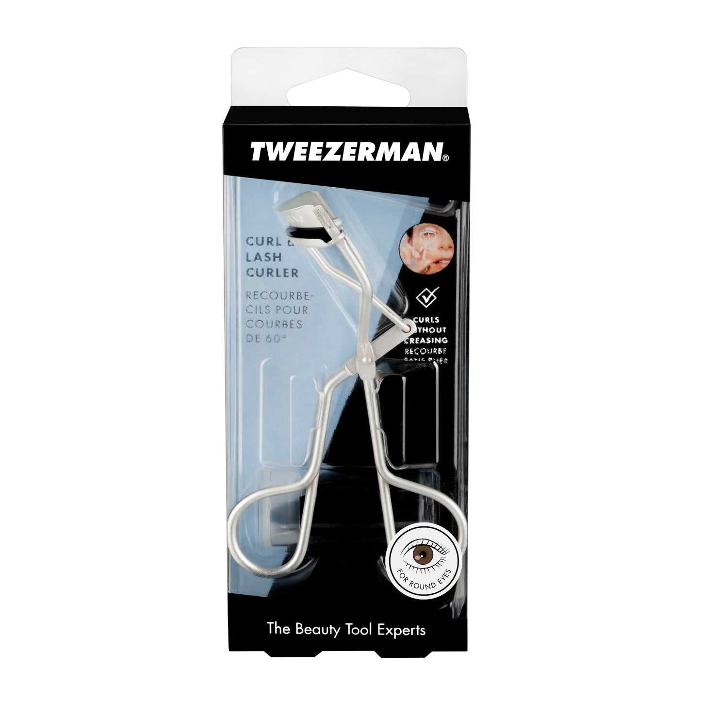 Tweezerman Curl 60 Metallic Lash Curler, Eyelash Curler for Round Shaped Eyes