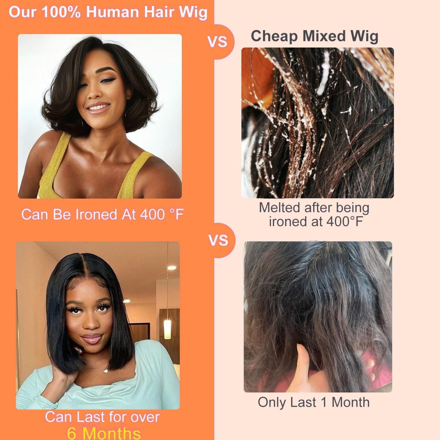 GUDOZO Bob Wig Human Hair 10 inch Glueless Wigs Human Hair Pre Plucked Pre Cut 4x4 HD Lace Front Glueless Wigs Human Hair 180% Density Short Straight Bob Wigs for Black Women