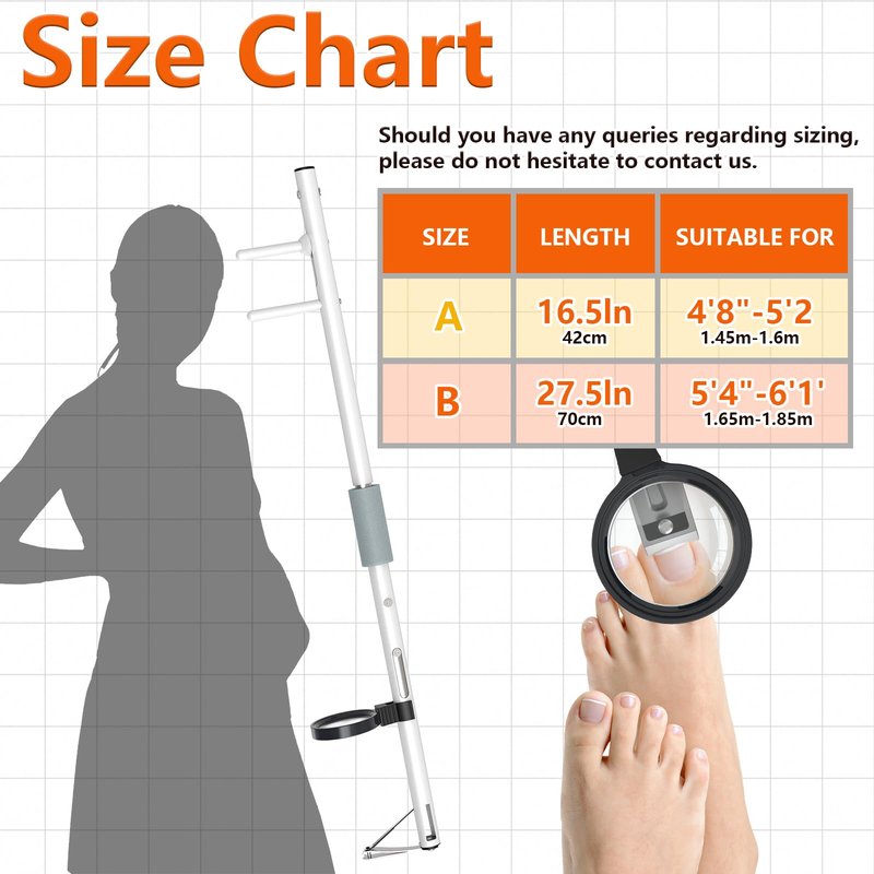 Toenail Trimmer with Clear Magnifier, Long Reach Handle for Seniors,Limited Mobility Aid, No-Bend Pedicure Tool with Wide Jaw Opening Support & Easy Cutting Wide Jaw Design（16.5inch）