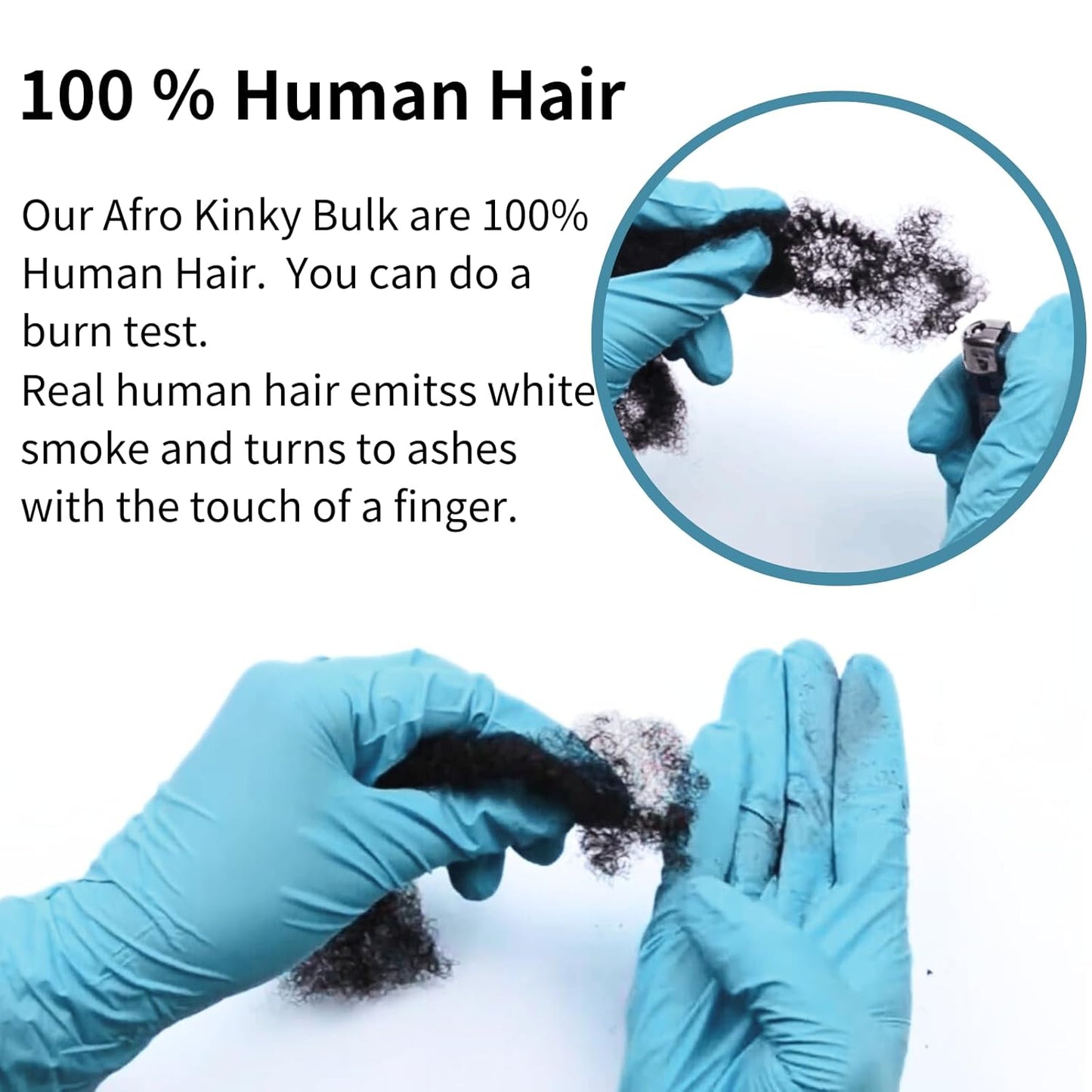 Afro Kinky Bulk Human Hair - 100% Human Hair for Dreadlock Extensions | 10 Inch Natural Black, Pack of 2