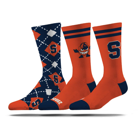 Strideline NCAA Mens Dress Socks- Campus Collection 3 Pack-Syracuse-Size M/L (8-12)