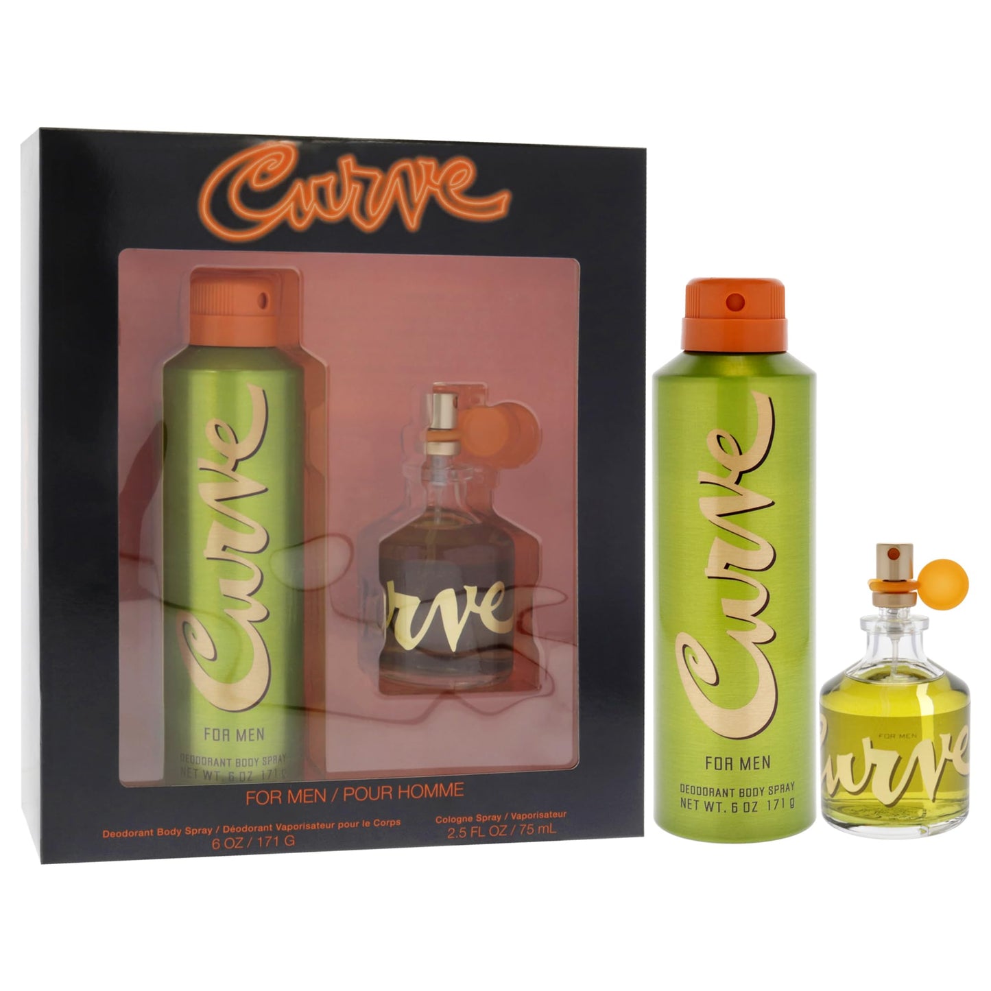 Curve Men's Cologne Fragrance Set, Cologne Spray & Deodorant, Casual Day or Night Scent, Curve for Men, 2 Piece Set, 2.5 fl. oz