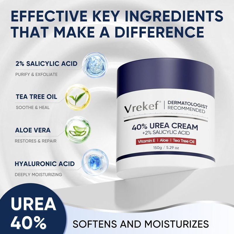 Urea Cream 40% - Maximum Strength Foot & Hand Cream with Salicylic Acid for Dry, Cracked Skin | 4 oz