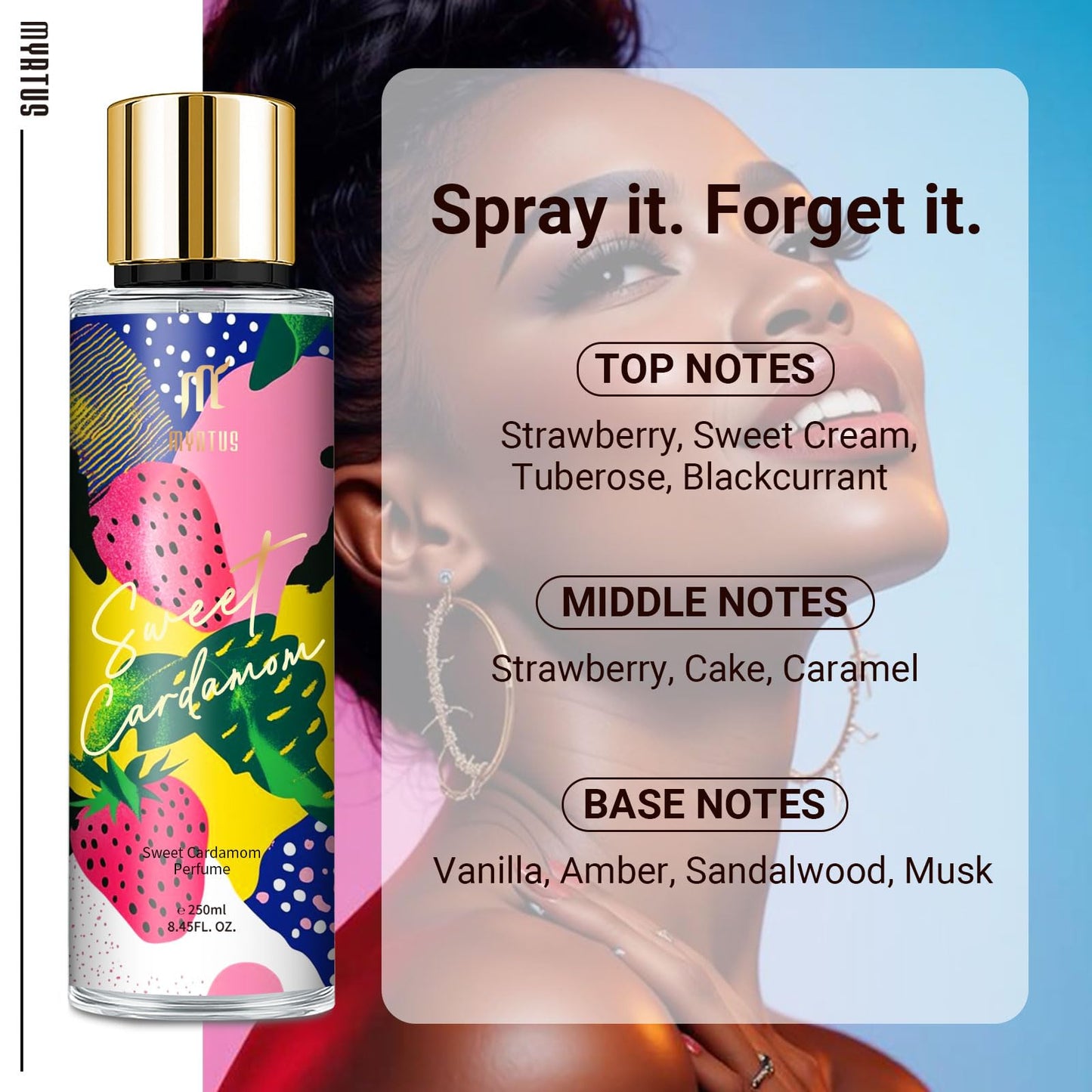 MYRTUS Eau de Toilette for Women, 8.45 fl.oz Long Lasting Body Spray Perfume, Floral & Fresh Fragrance