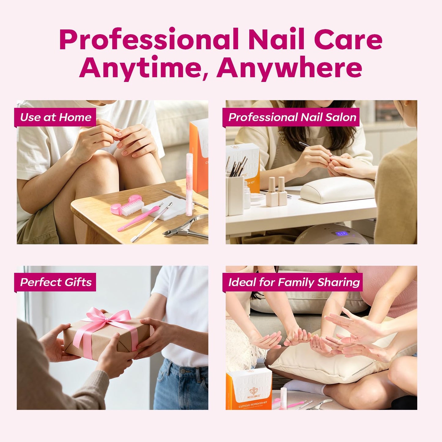Modelones Cuticle Remover Kit Cuticle Remover Liquid & Cuticle Oil Pen Nail Kit w/Cuticle Trimmer Nail Stuff & File Cuticle Pusher & Nippers Manicure Kit for Women Nail Tools Manicure Set Nail Care