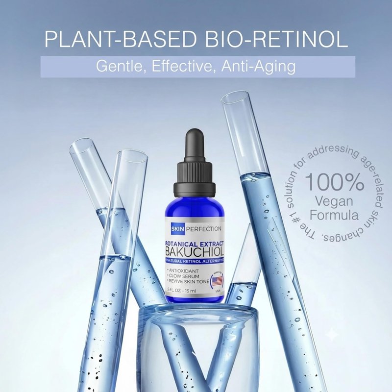 Skin Perfection Bakuchiol Natural Alternative To Retinol Resurface, Glow, Improve Tone Texture Radiance Plant-based Bio-retinol Vegan Gluten-free .5 Oz 300 Drops