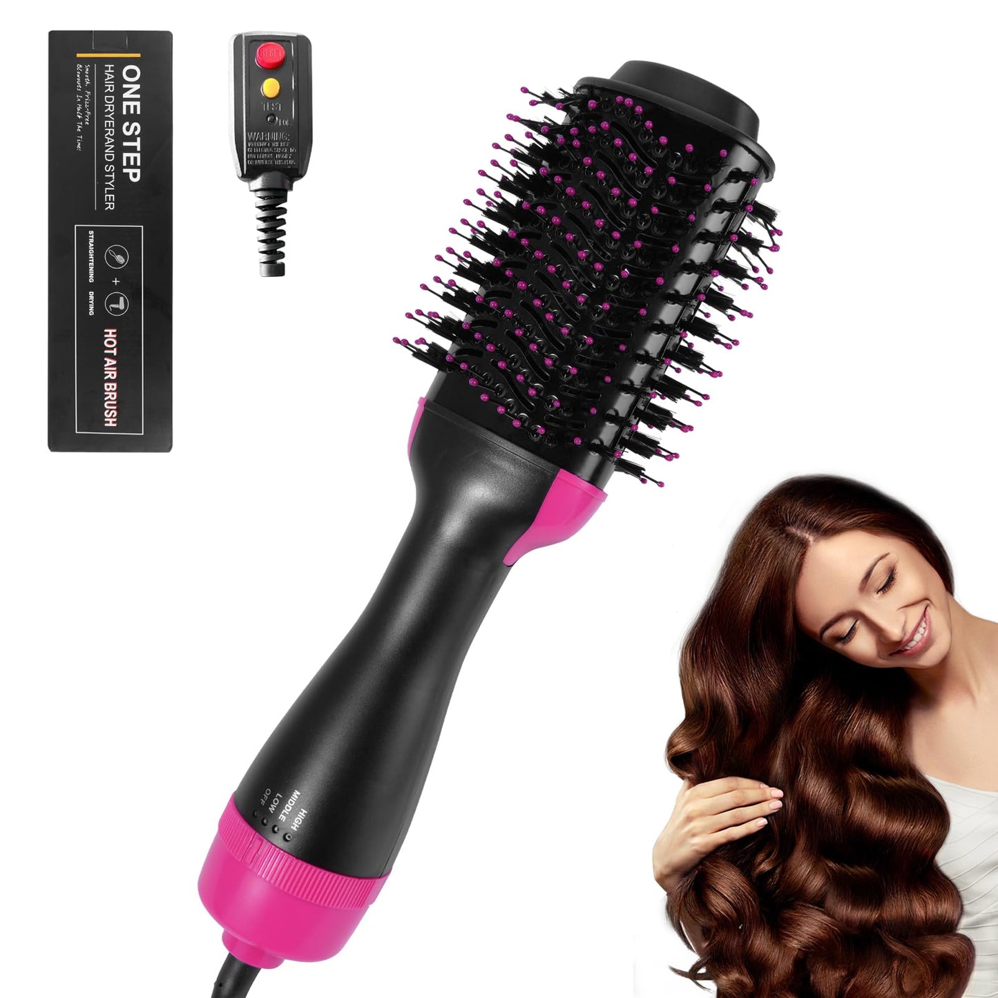Hair Dryer Brush Blow Dryer in One, Upgraded 4 in 1 Hair Drying Hair Blowout Brush,One Step Hair Dryer and Styler Hot Air Negative Ion Anti-frizz Blowouts, Salon Volumizer & Straightener (A)