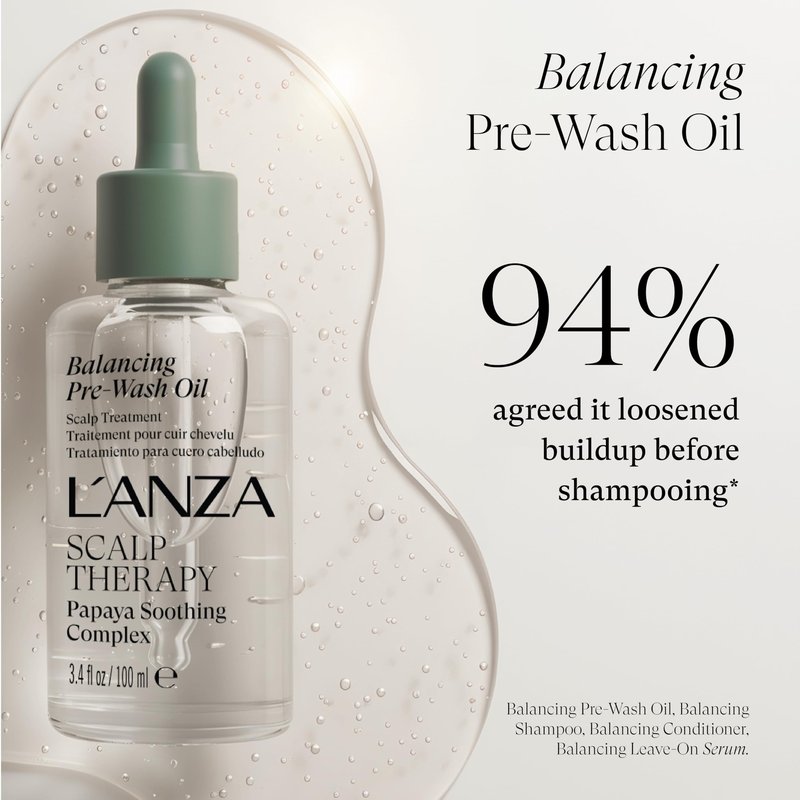 L'ANZA Scalp Therapy Balancing Pre-Wash Hair & Scalp Oil For Damaged Hair & Sensitive Scalps, Soothing & Anti Irritation, Removes Product Buildup, Anti Frizz, Color Safe Sulfate Free (3.4 Fl Oz)