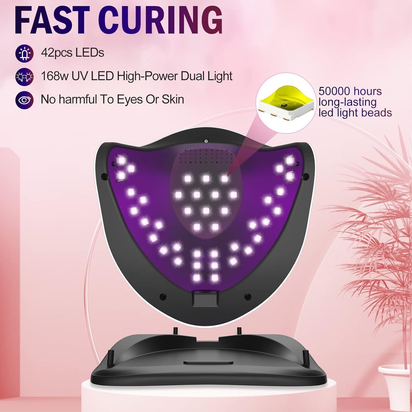 NAILGIRLS UV LED Nail Lamp - 168W Fast Curing Light for Gel Nails | 4 Timer Settings & Auto Sensor