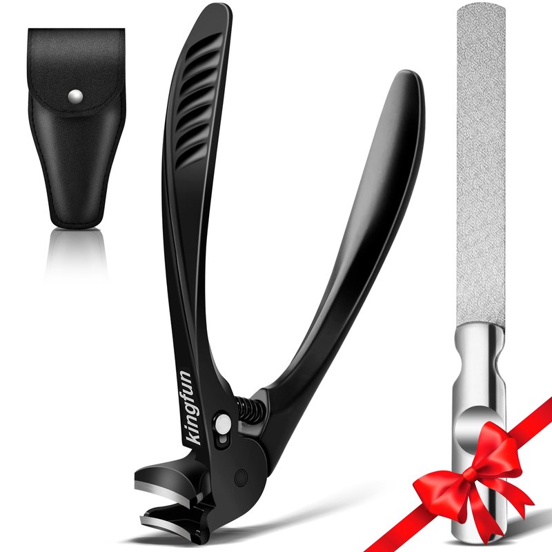 Kingfun Long Handled Toenail Clippers for Seniors - Ergonomic Non-Slip Grip Toe Nail Clippers for Thick Nails for Elderly with Pro-Grade Steel File