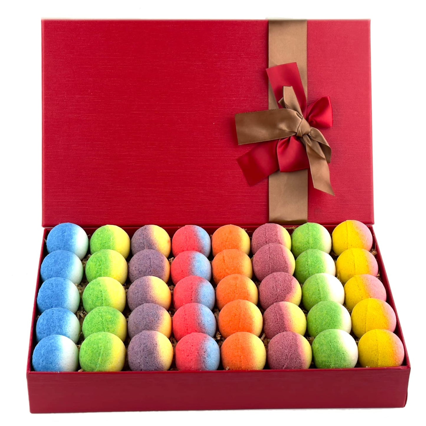 Bath Bomb Gift Set, Family Pack Mini Bath Bombs with Reusable Bowknot, 40 Pcs Organic & Natural Bath Bombs for Kids, Women and Men, Best Gift for Any Anniversaries