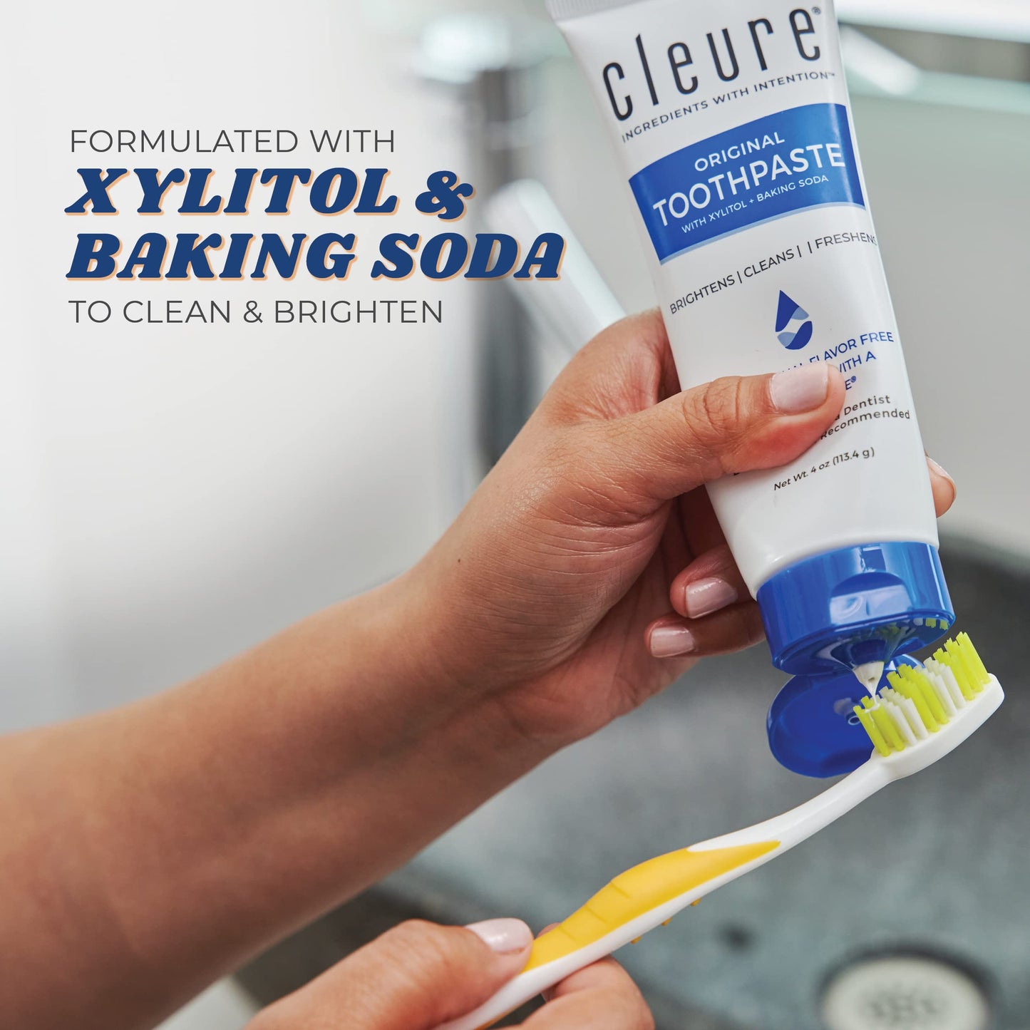 Cleure Original Fluoride Free Toothpaste – Flavor Free, SLS Free, Mint Free for Adults with Sensitive Mouth (4 oz Tube)