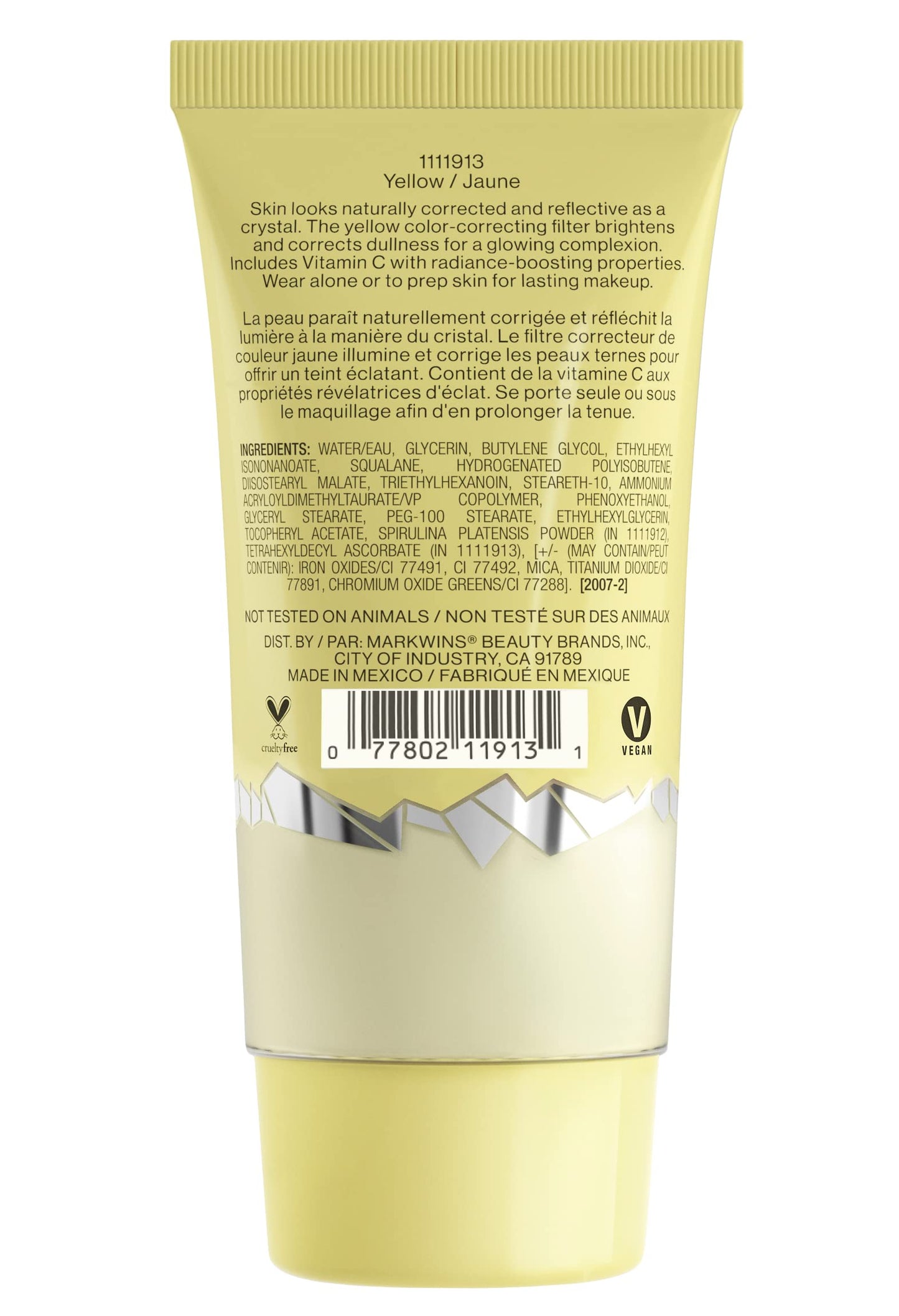 wet n wild Prime Focus Glass Skin Correct Primer, Bright Crystal Finish, Yellow (Pack of 2)
