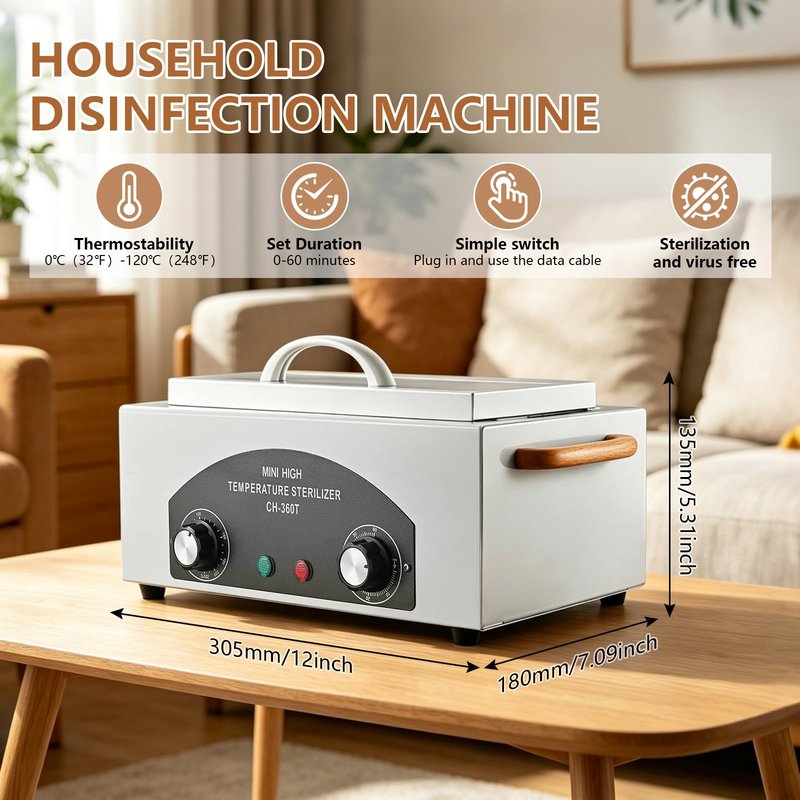 Soiiw High Temperature Sterilizer Autoclave Machine 110V 300W Nail Tool Sterilizer Dry Heat Sterilizer Dental Tool Sterilizer esterilizador de manicura 1.5L Salon Equipment for Metal Tools with Handle