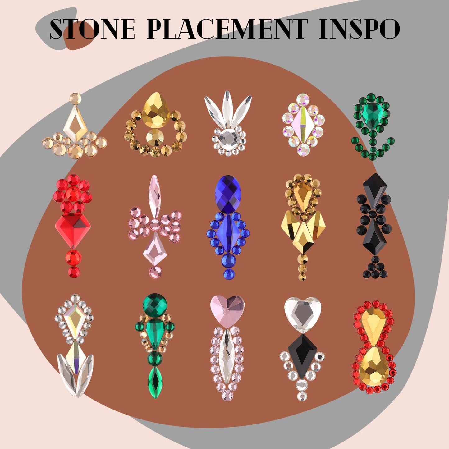 3220Pcs Champagne Gold Nail Rhinestones 120Pcs Multi Shapes Flatback Gems Charms Crystal+3100Pcs 1.5-4mm Round Beads, Glass Diamond Gemstones for Bedazzling Acrylic Nails Decoration